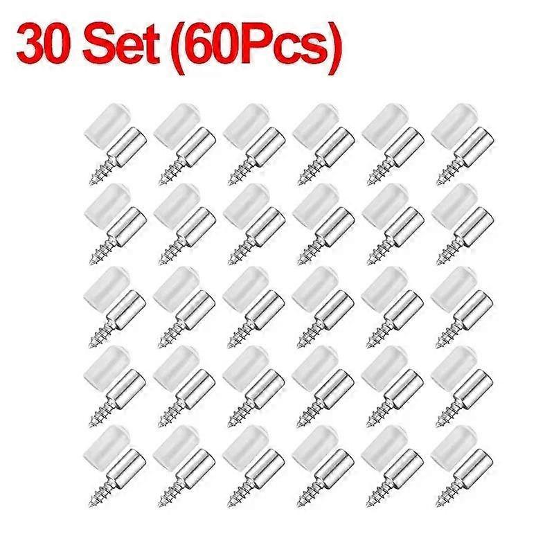 60pcs Cross Self-tapping Screw with Nonslip Rubber Cabinet Board Laminate Support DIY Wardrobe Cabinet Glass Partition Nails