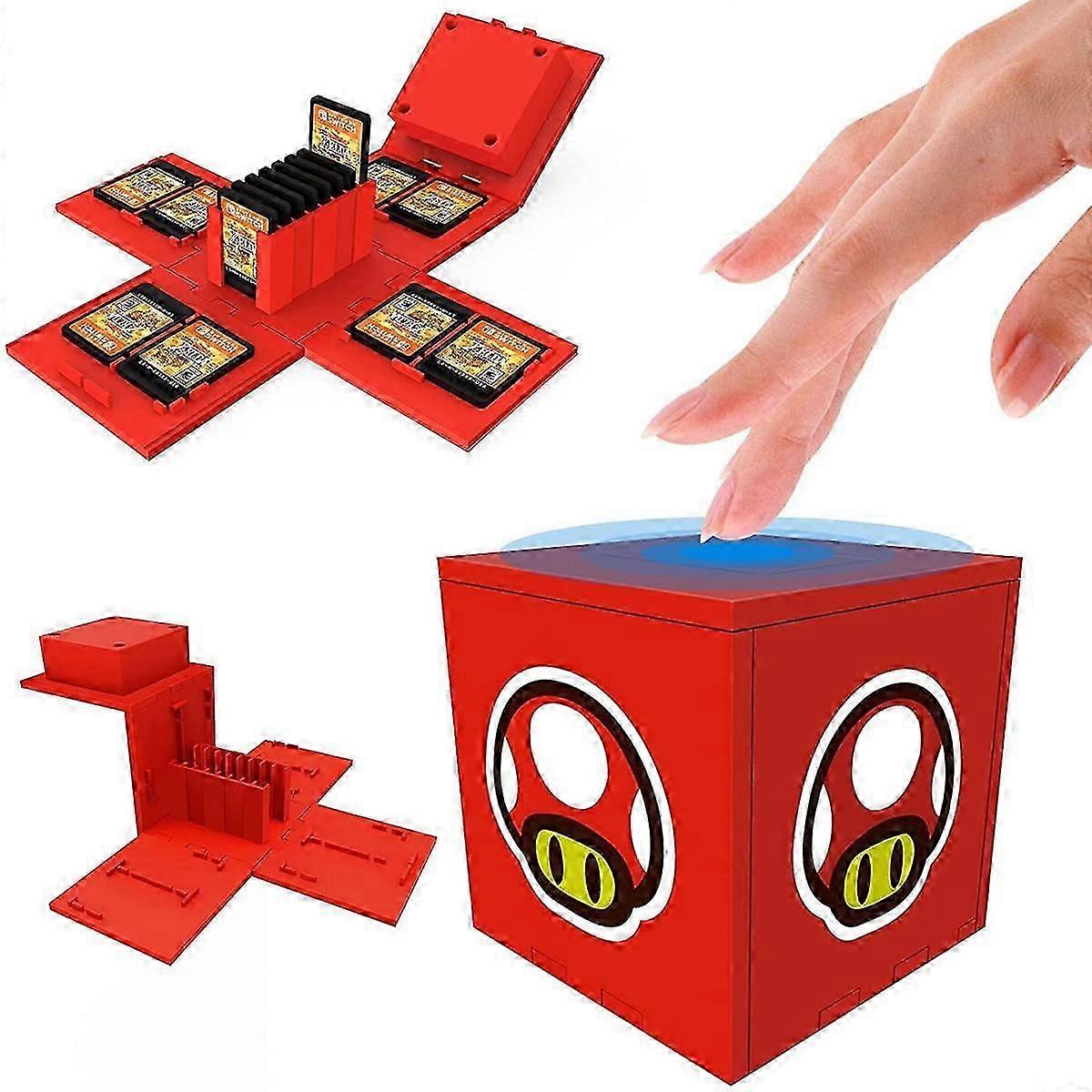 2025 16 en 1 Boîte de rangement de jeu pour cartes de jeu Switch Mario Games Cube jusqu’à 16 jeux, pour Nintendo Switch Game Card Case Cube Nintendo Switch Game Stora