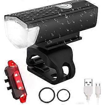 Luzes de bicicleta,USB recarregável LED luz dianteira da bicicleta,Conjunto de luz de bicicleta recarregável à prova d'água Frente 5 modos de luz de bicicleta,Conjunto de luz de bicicleta para todas as bicicletas