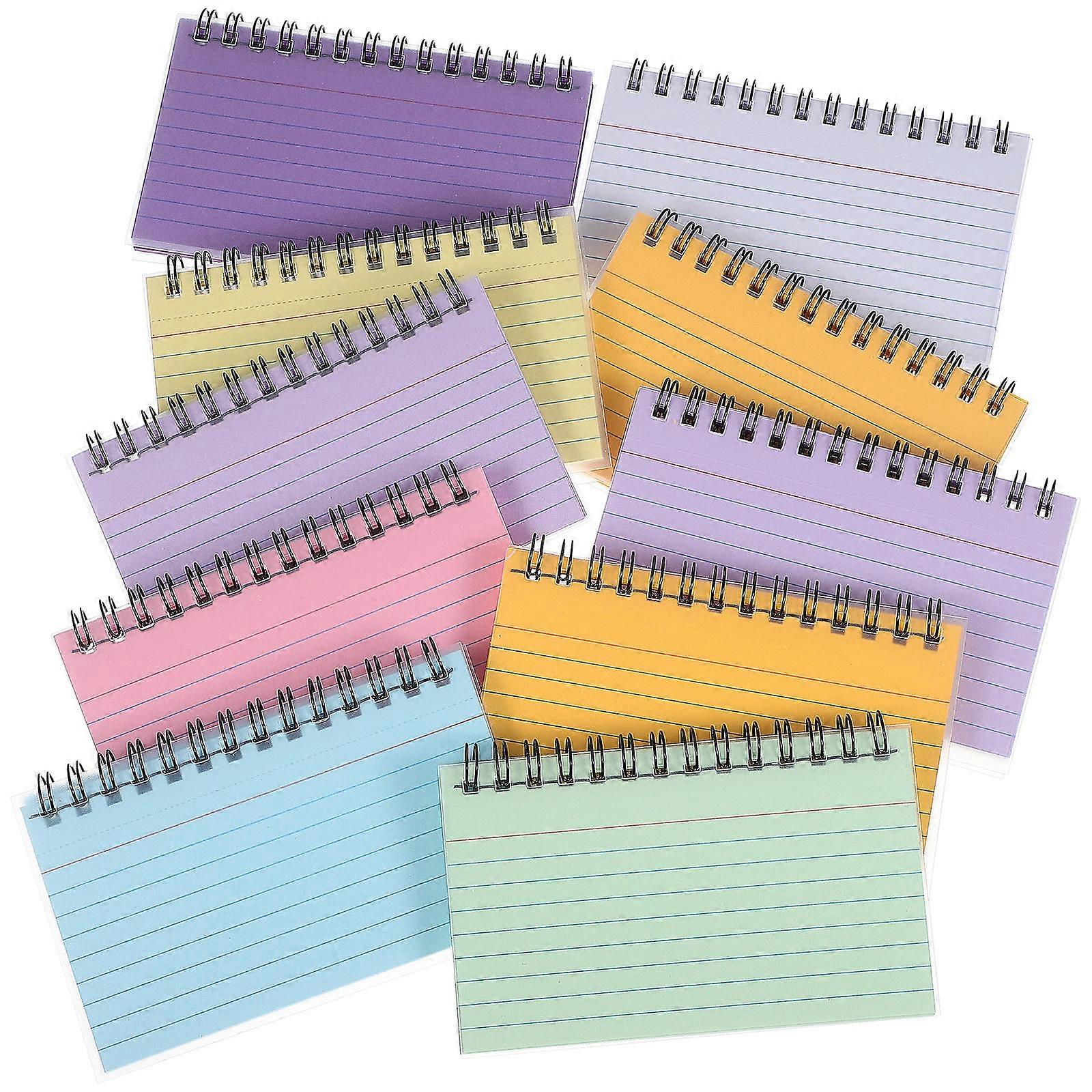 Compact Spiral Bound Index Cards in Assorted Colors for Writing with Smooth Paper 10 Pcs Small Notebooks