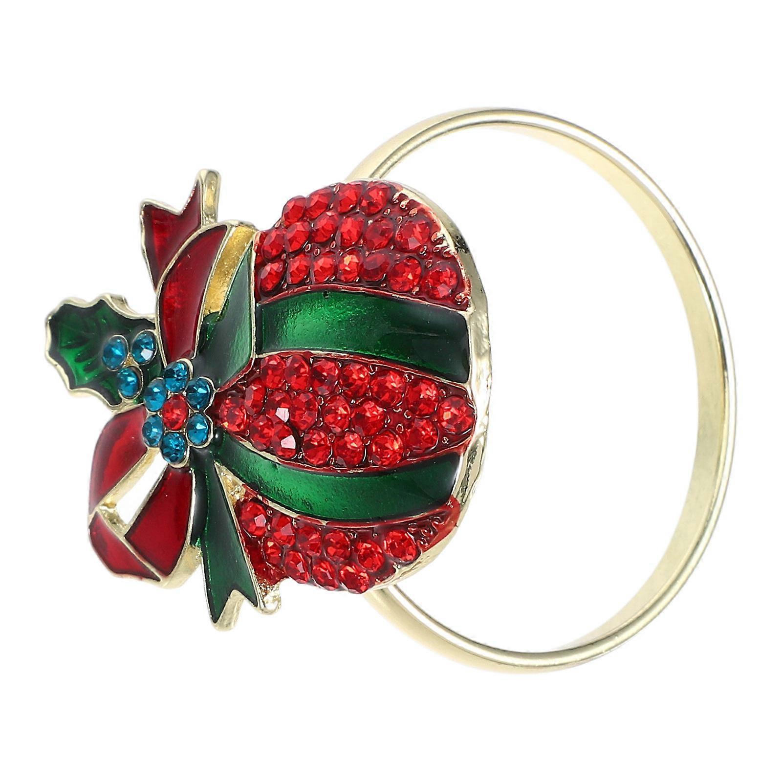 Holiday Parties Napkin Holder Rhinestone Jingle Bell Christmas Design Zinc Alloy 1Set