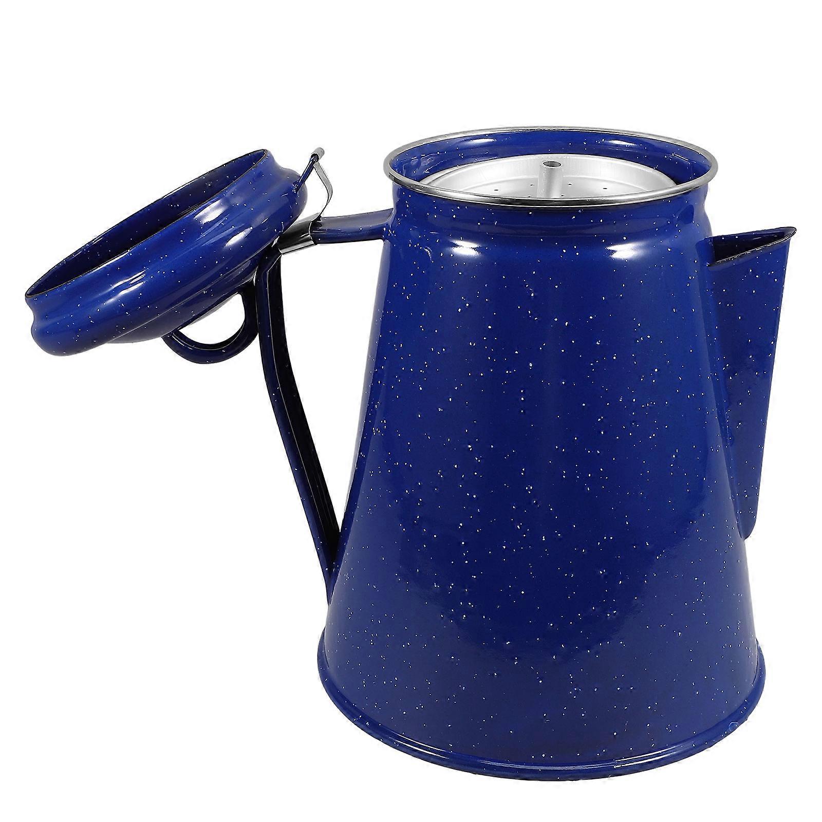 Small Coffee Pot Enamel Pot For Home Use Round Shape 2L Filtering Coffee Grounds 1Pcs