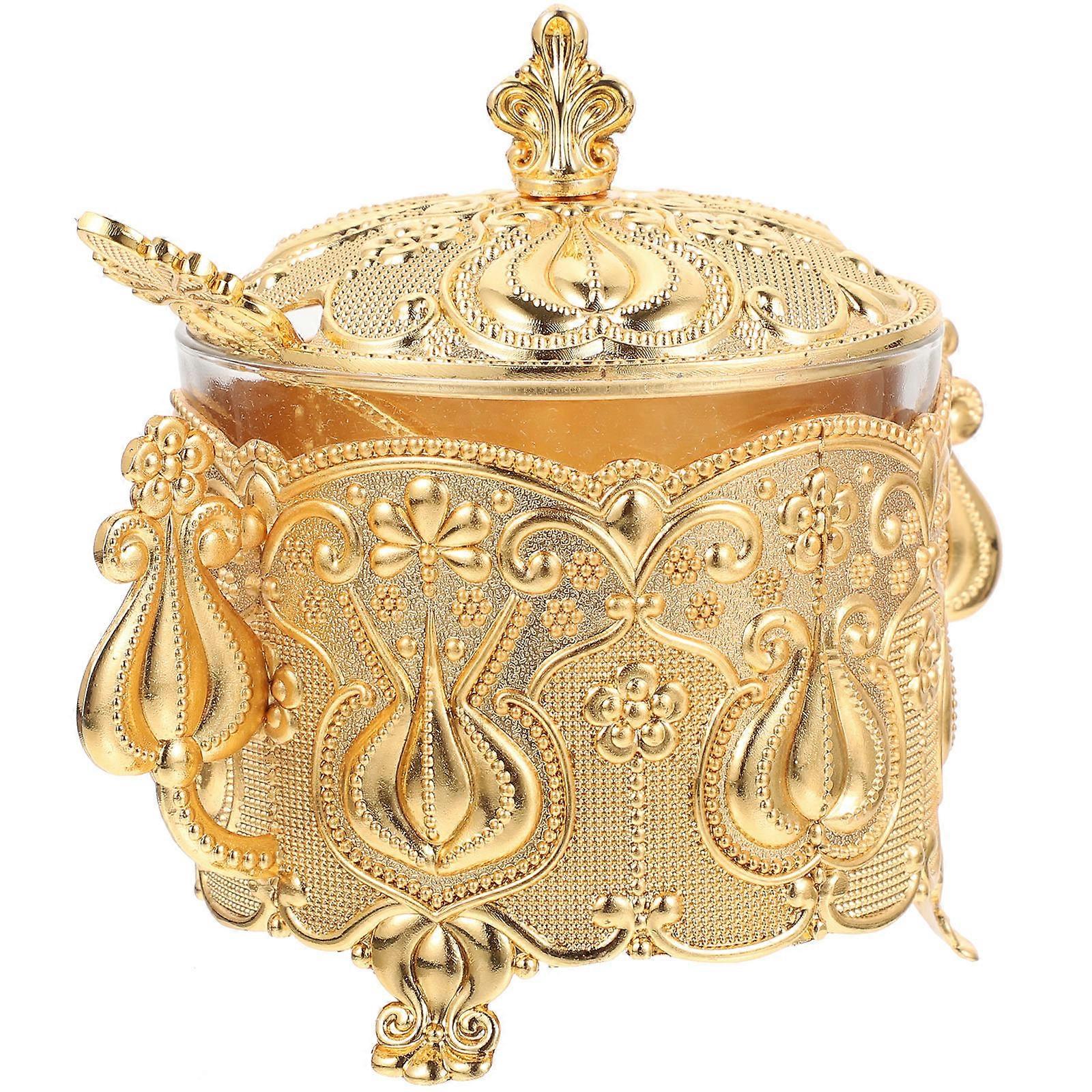 Classical Romance Sugar Container For Kitchenware Golden Moisture-Proof Condiment Holding 1 Set