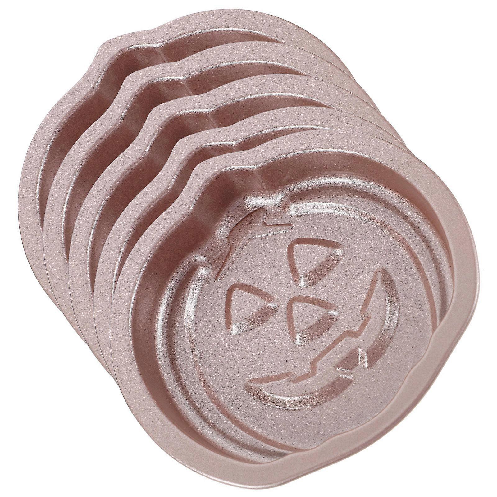 Mini Pumpkin Ghost Shape Baking Mold Carbon Steel Removable Bottom 5Pcs Bakers