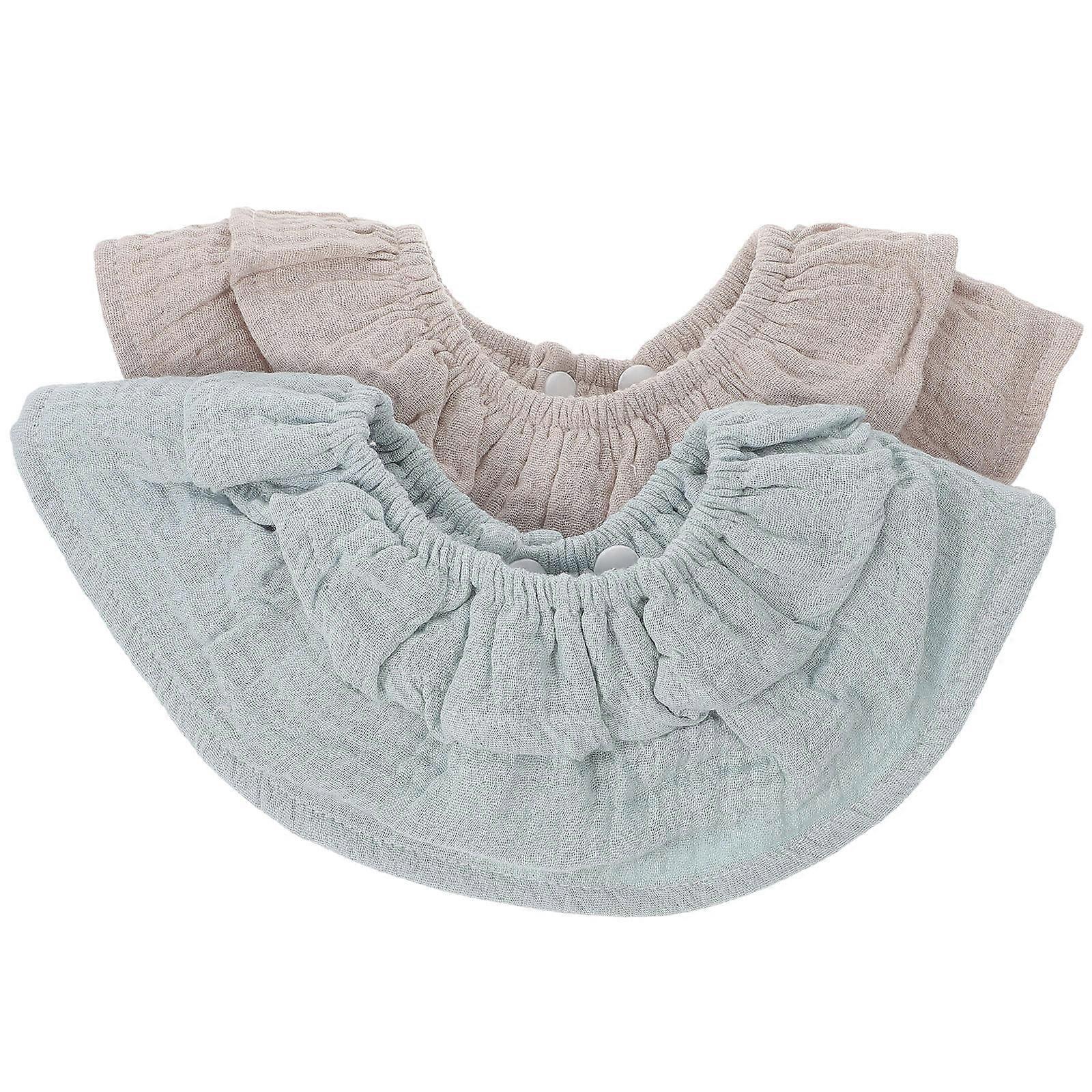 Cotton Drooling Bibs 2pcs Absorbent Teething Bibs for Feeding, Washable Lightweight Design, Blue Gray Colors