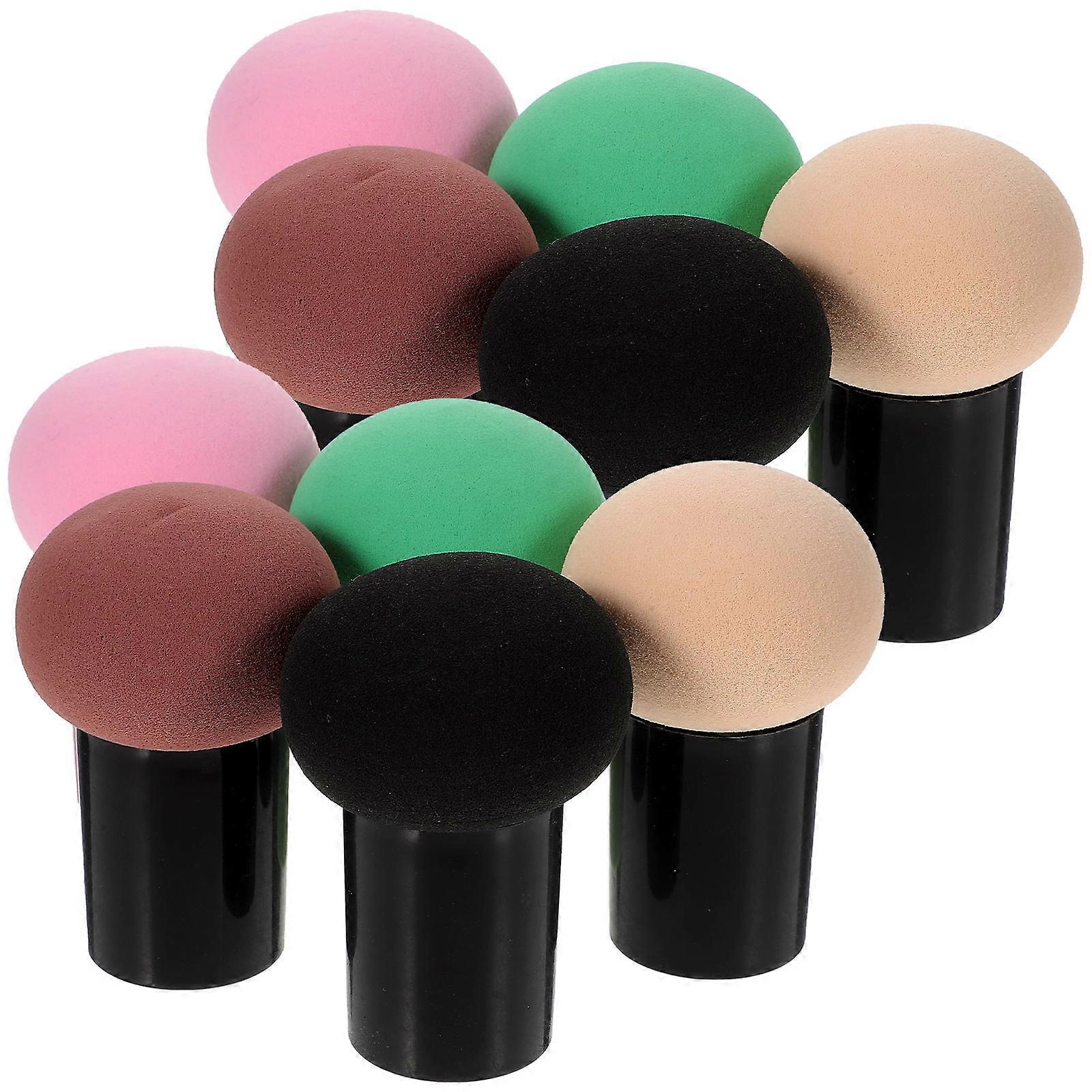 Mushroom Shape Makeup Sponge 10pcs Set Wet/Dry Use Cosmetic Powder Puff Blending Tool for Foundation, Concealer & Beauty Applications with