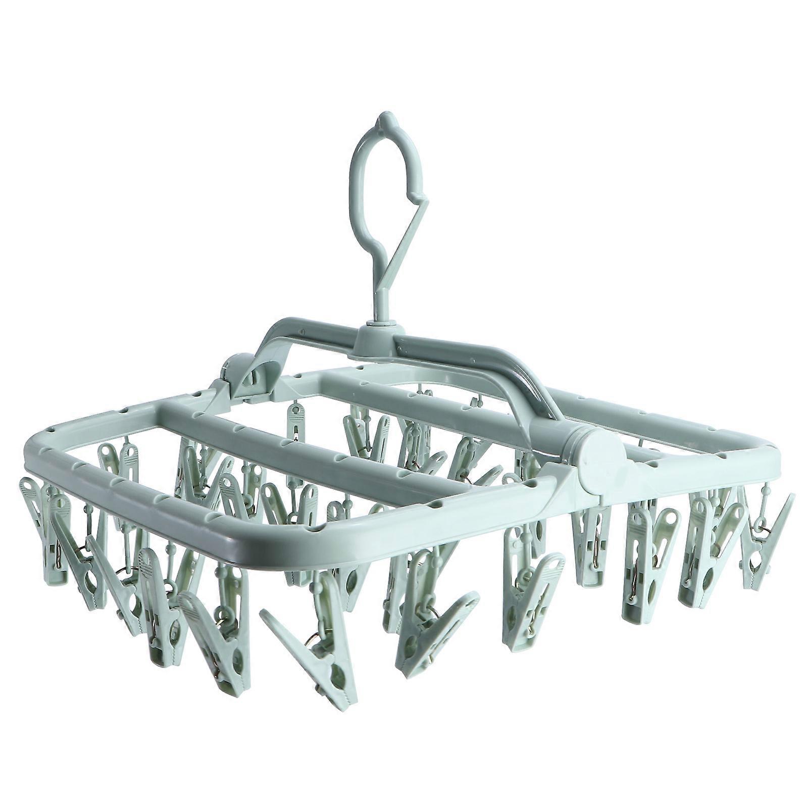 Space Saving Foldable Drying Rack with Clips for Underwear and Socks – UV Resistant, Rotating Hook Design for Indoor Use