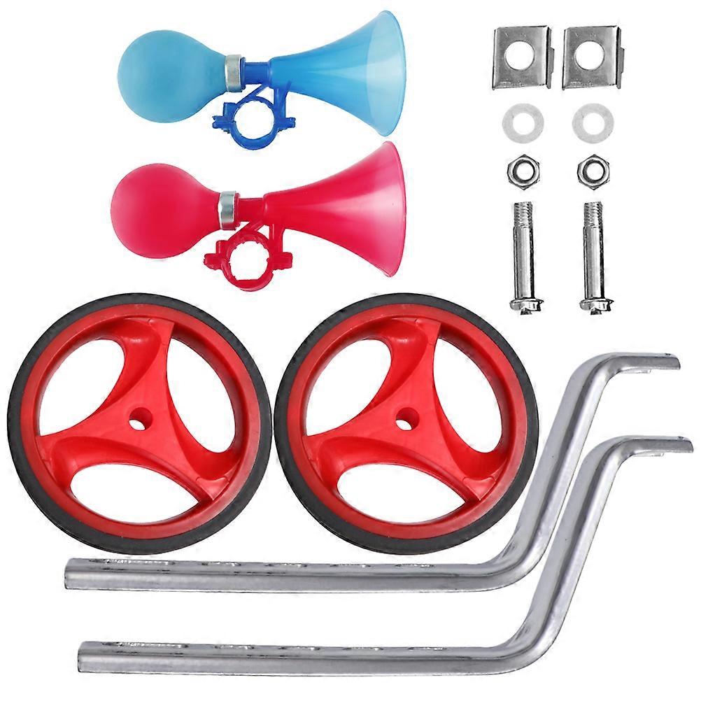 Children's Bike Auxiliary Wheels with Flashing Lights for Balance and Stability 12-20 Inch Red