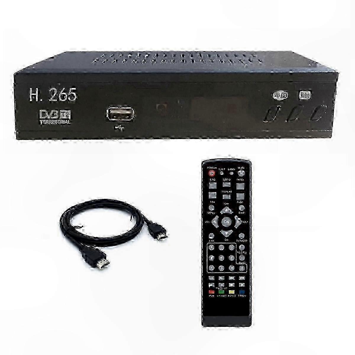 HD Digital TV Tuner USB Set-Top Box for Terrestrial Reception - DVB-T2 HEVC 265-Compatible with EU Plug