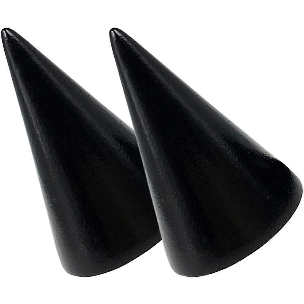 حامل خاتم بلاستيكي أسود للعرض يستخدم تصميما بسيطا مثاليا للمنزل أو متجر منظمة المجوهرات 2 قطعة