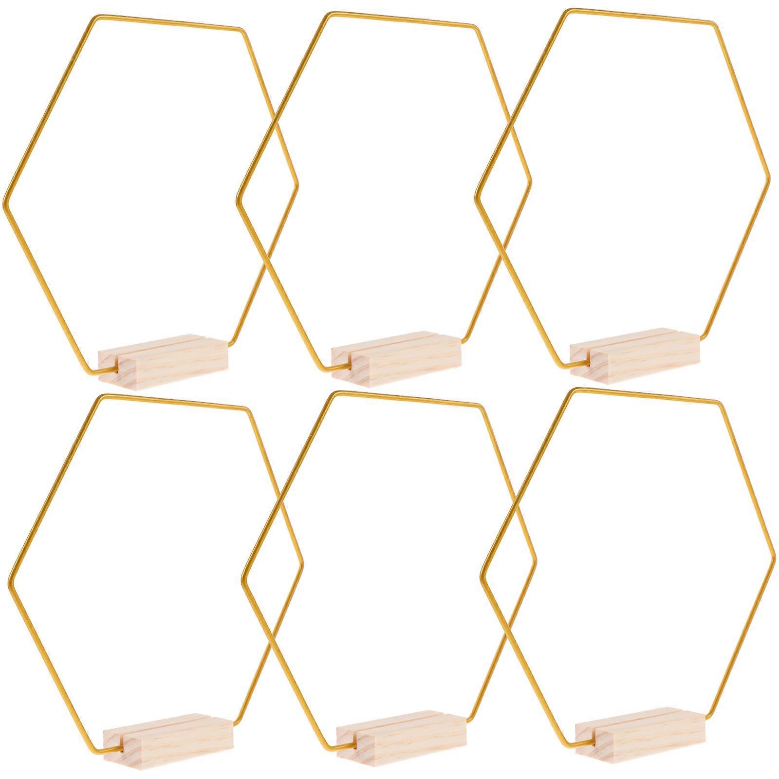 DIY Centerpiece Rings with Stand for Crafts Assorted Color Iron and Wooden 6 Set Large Metal Floral Hoops
