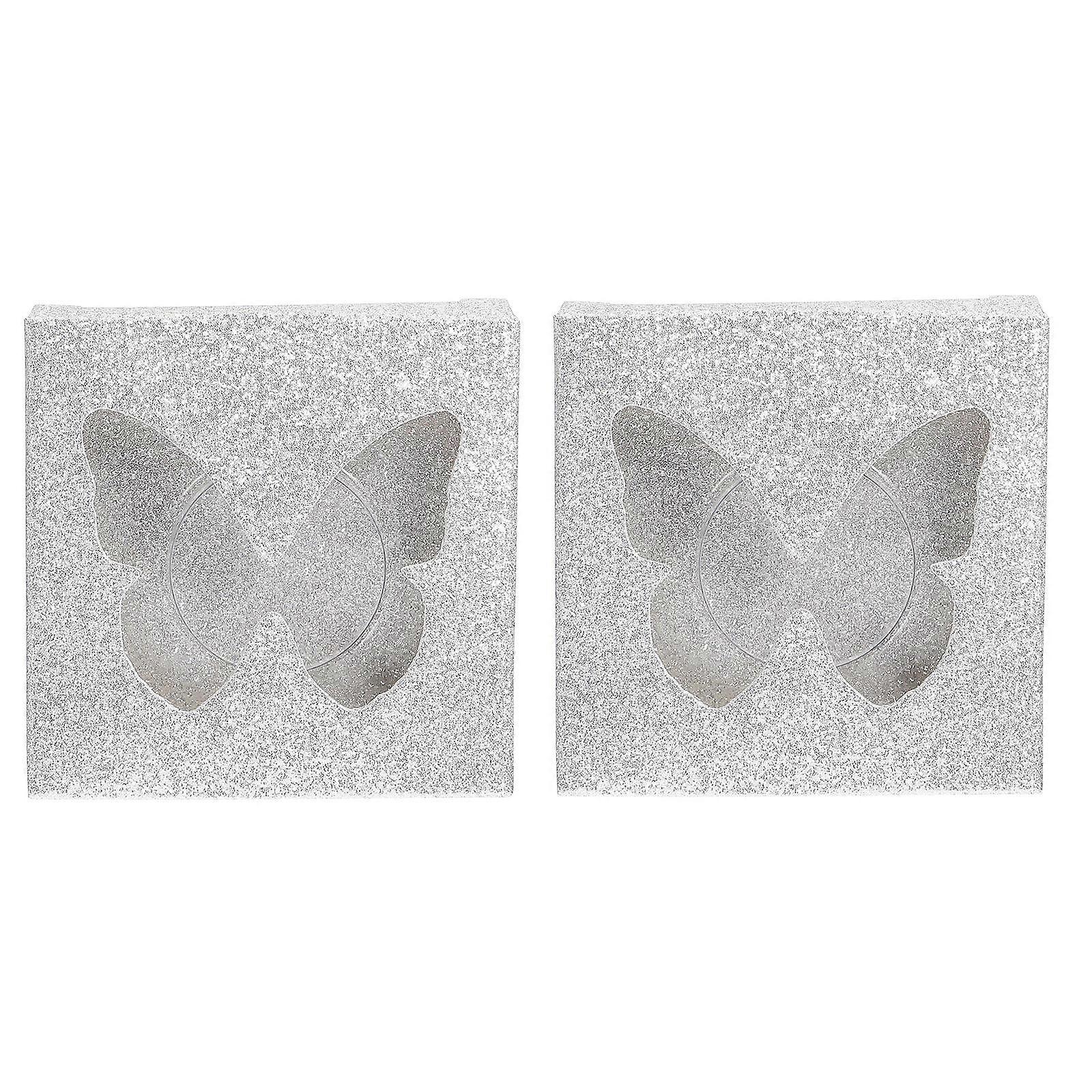 Empty Eyelash Box with Lash Tray for Storage Silver Color Well Sealed.Butterfly Shaped Window Design 30pcs
