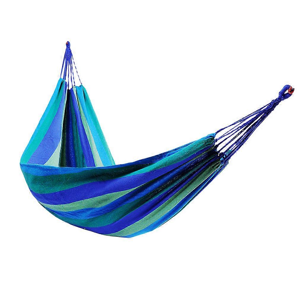 Double Thickened Canvas Hammock Swing For Outdoor Activities With Two Bind Ropes 280x150cm Blue 1Set