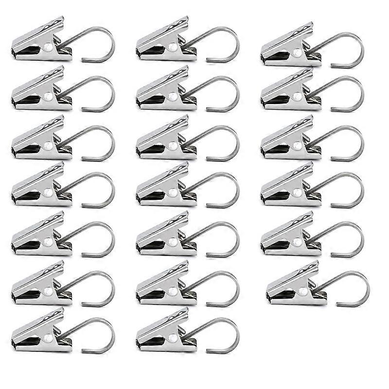 20Pcs Stainless Steel Curtain Clips For Curtain Rods Hanging For Clothes