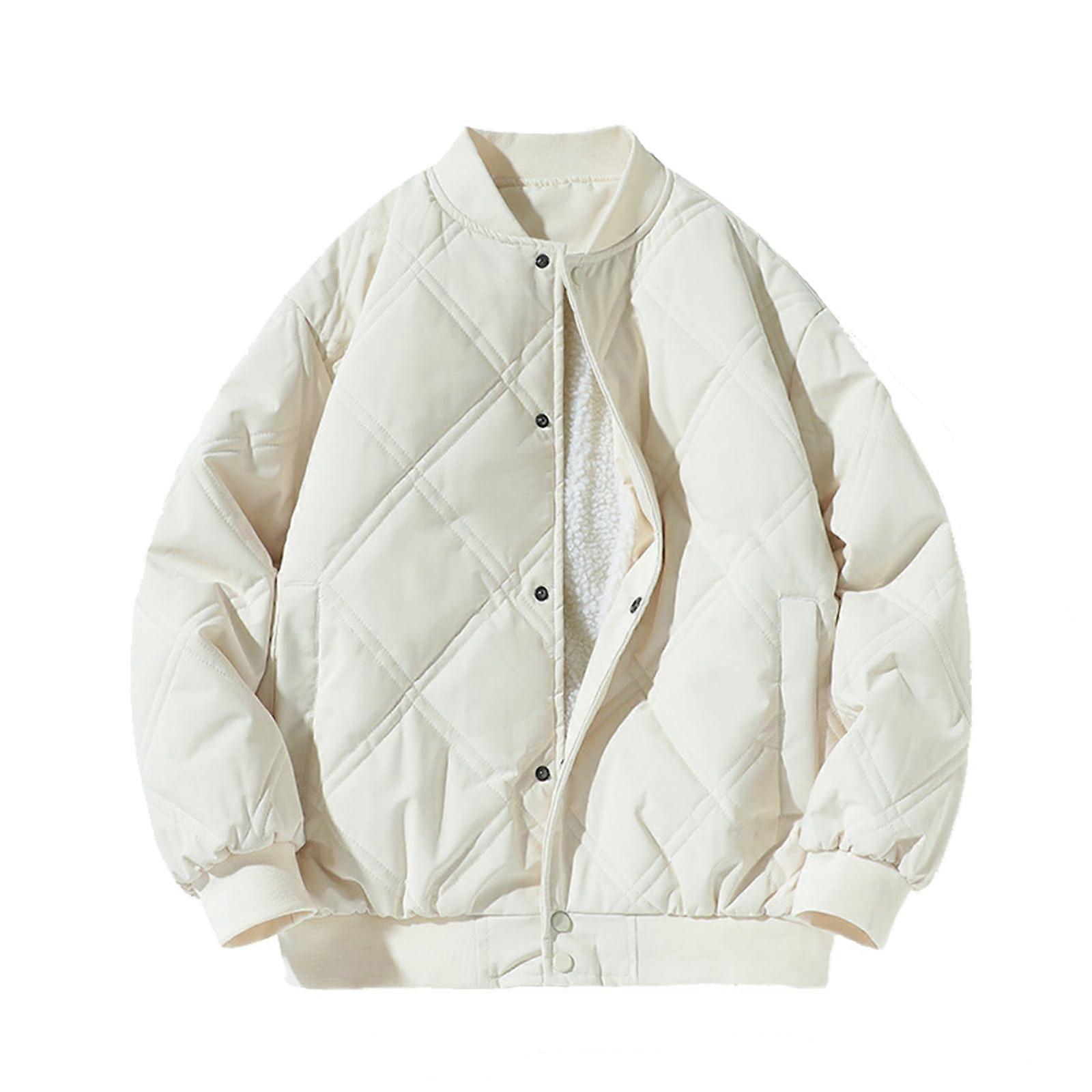 Men's Winter Puffer Jacket with StandUp Collar, Lightweight Warm Snow Cotton Bomber Jacket, Quilted Regular Fit ZipUp Winter Coat in Khaki Size M
