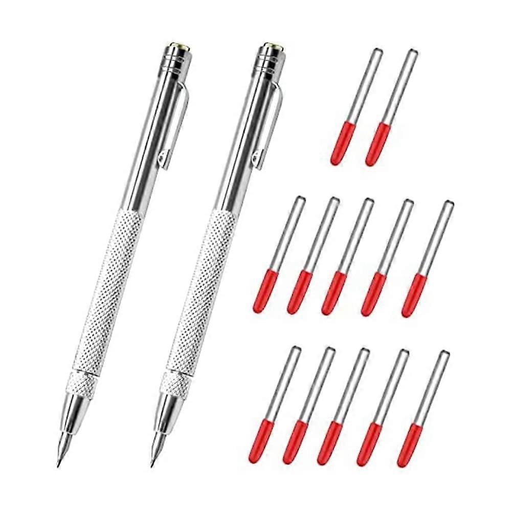 1 Set of 2 Tungsten Carbide Tip Scriber with 12 Marking Tip Parts Magnetic Carbide Scribing Tool