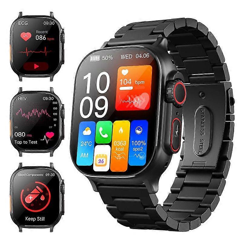 Smart Watch, 2.01 inch Screen, 4G Communication, Multiple Health Monitoring Functions (Black)
