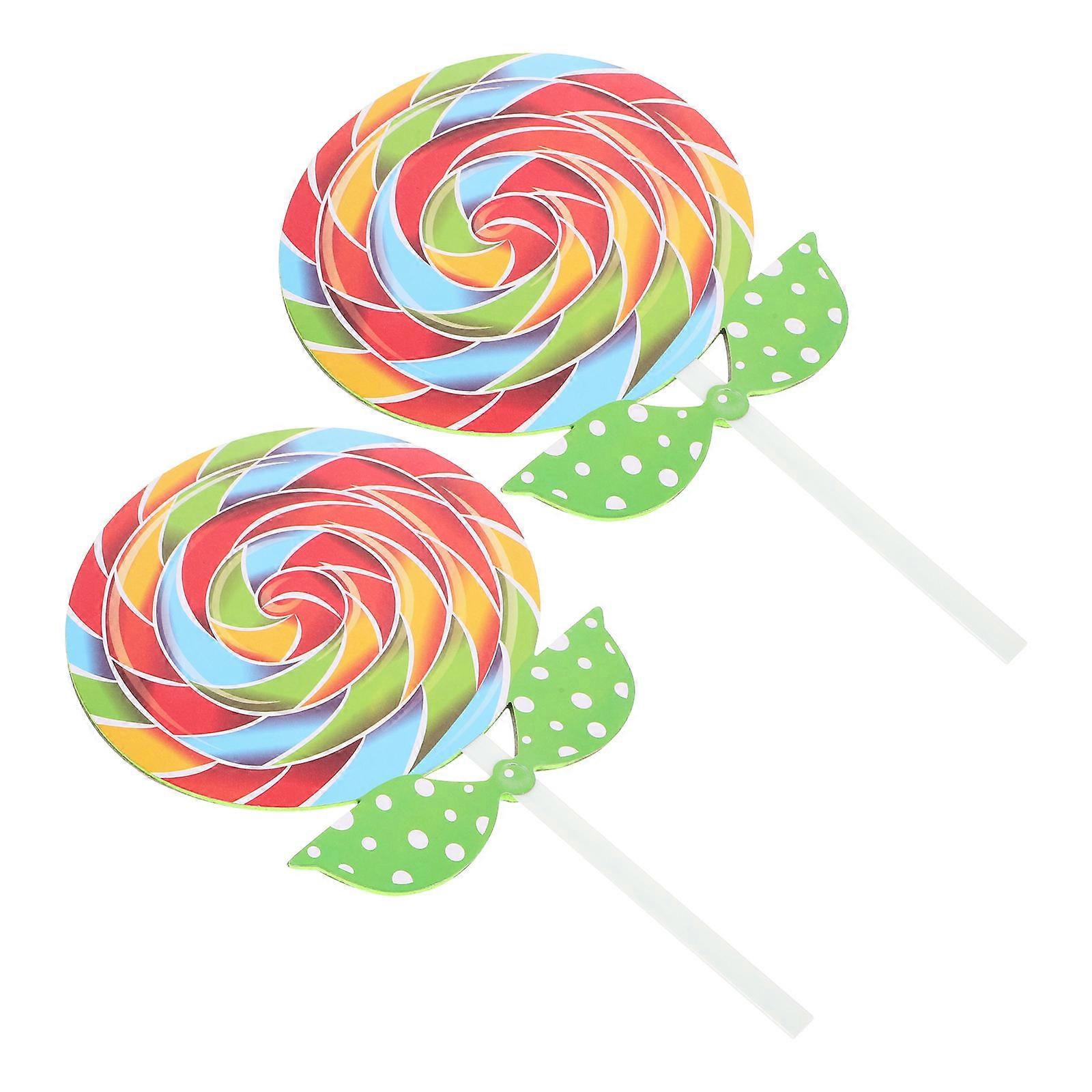 Large Size Fake Lollipop Prop for Decor Made of Synthetic Material Multi Color 2Pcs