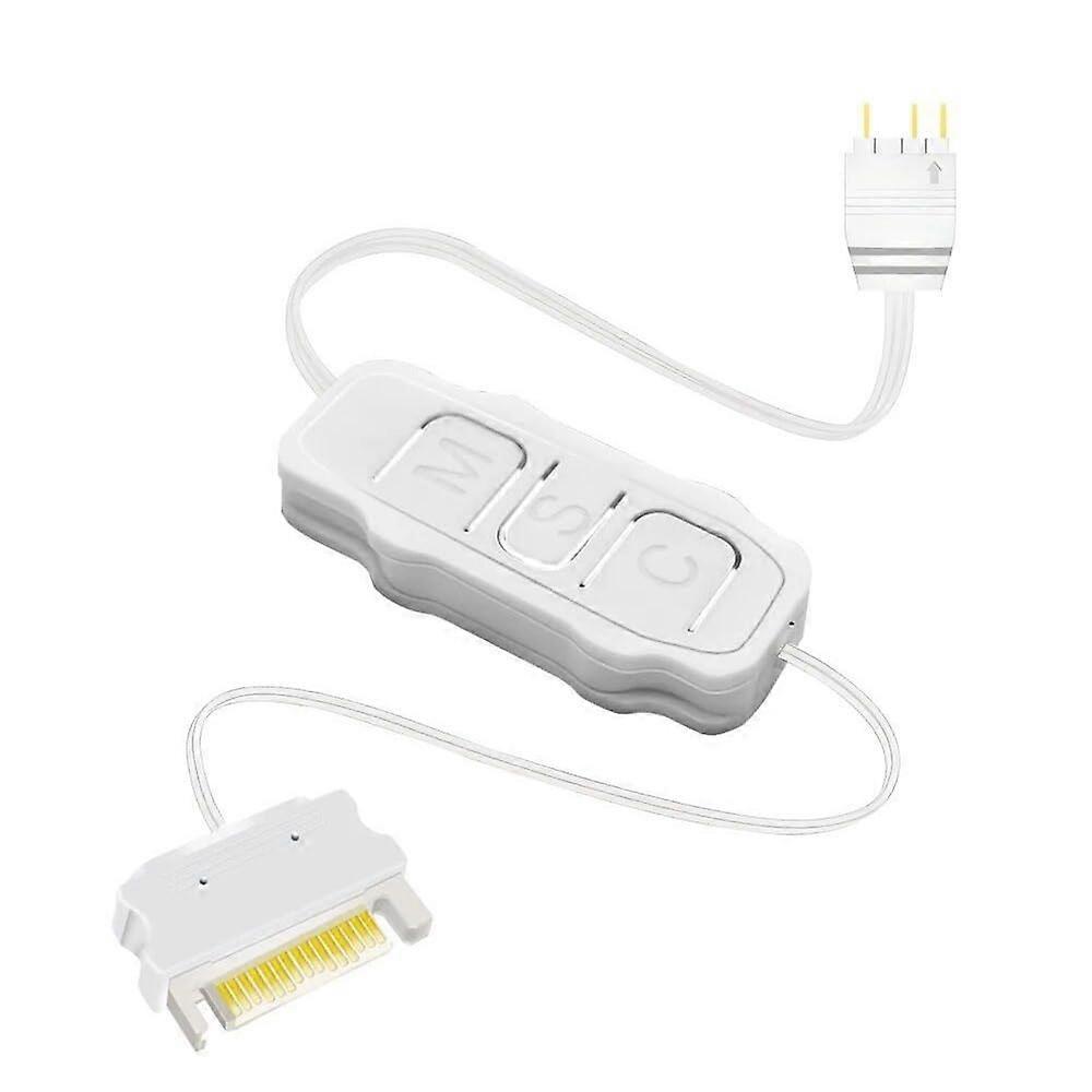 ARGB PC Fan Controller with 5V 3 Pin SATA Power, RGB LED Strip Controller for Chassis Fans and Lamps, Multiple Lighting Modes, White