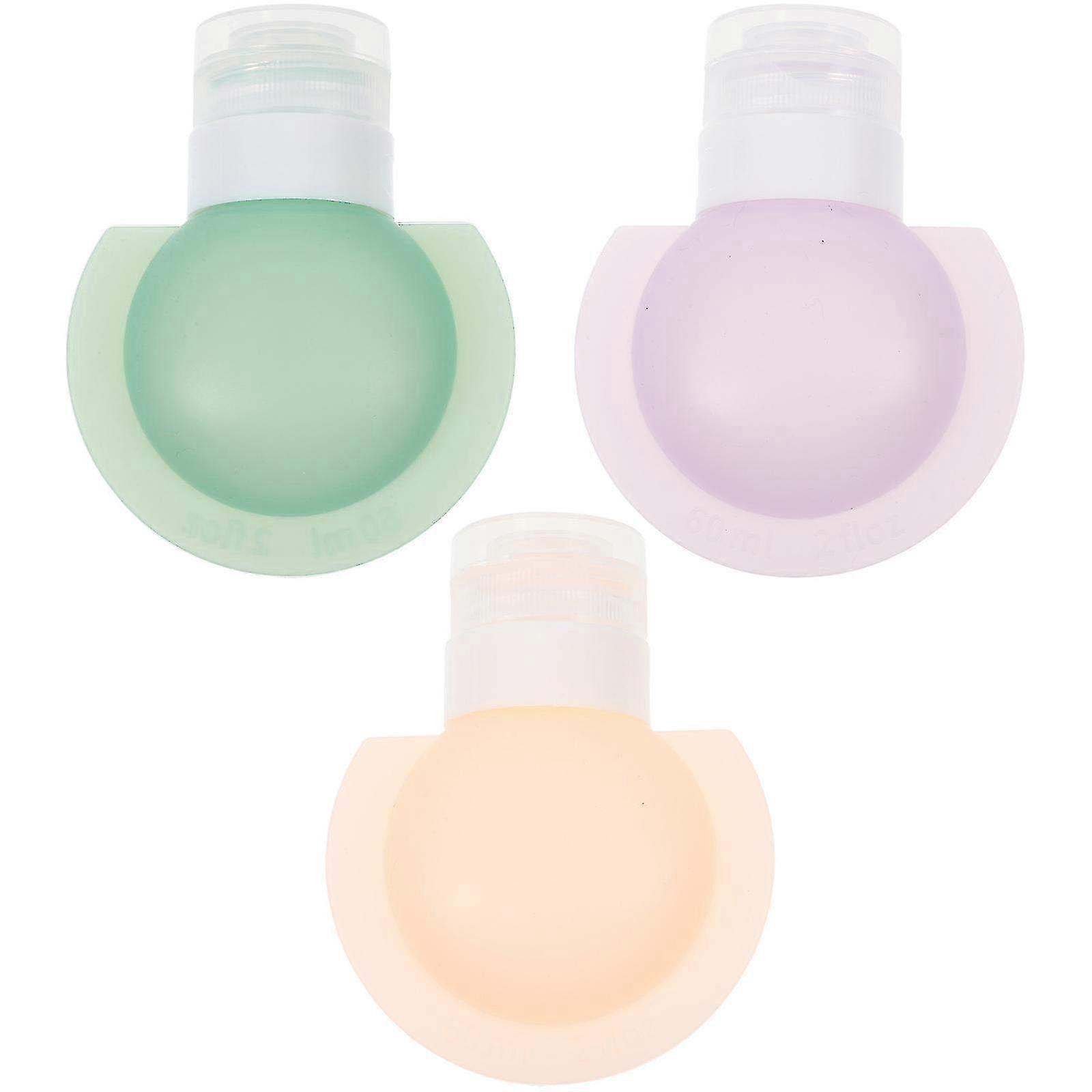 3pcs Refillable Silicone Travel Bottles for Shampoo - 9.7x8x3.3cm Leak-Proof Containers for Liquids & Toiletries