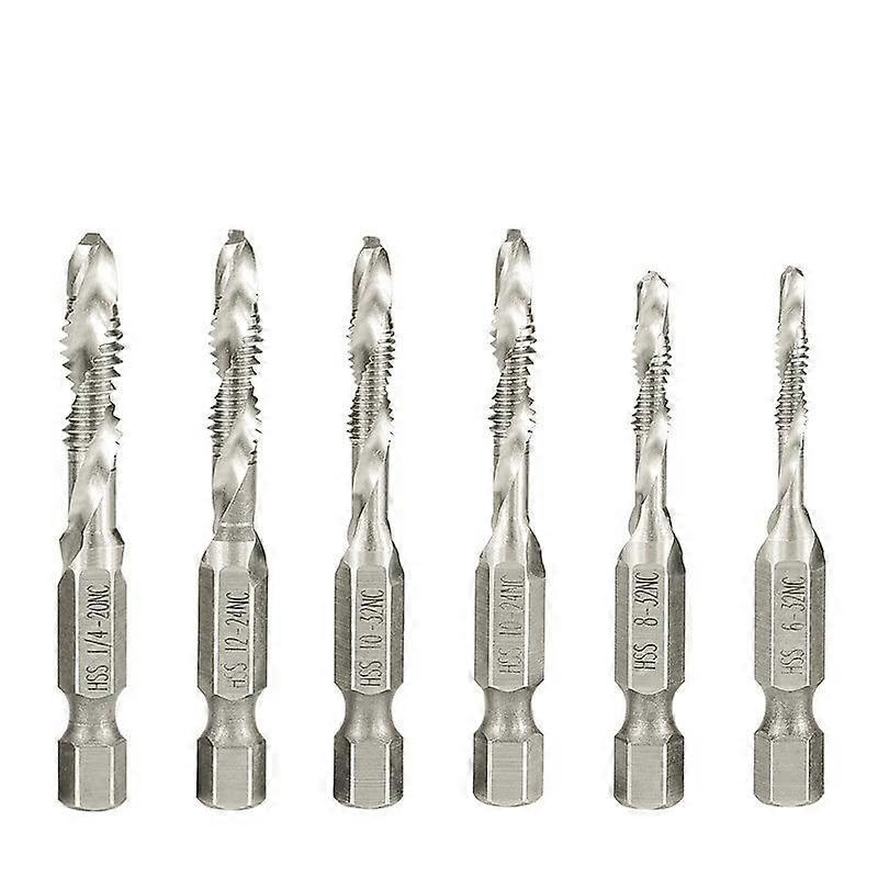 1/4 Hex Shank Composite Tap Set 6-32 8-32 10-24 10-32 12-24 1/4-20 Machine Plug Spiral Tip Tools Color 10I32 NC