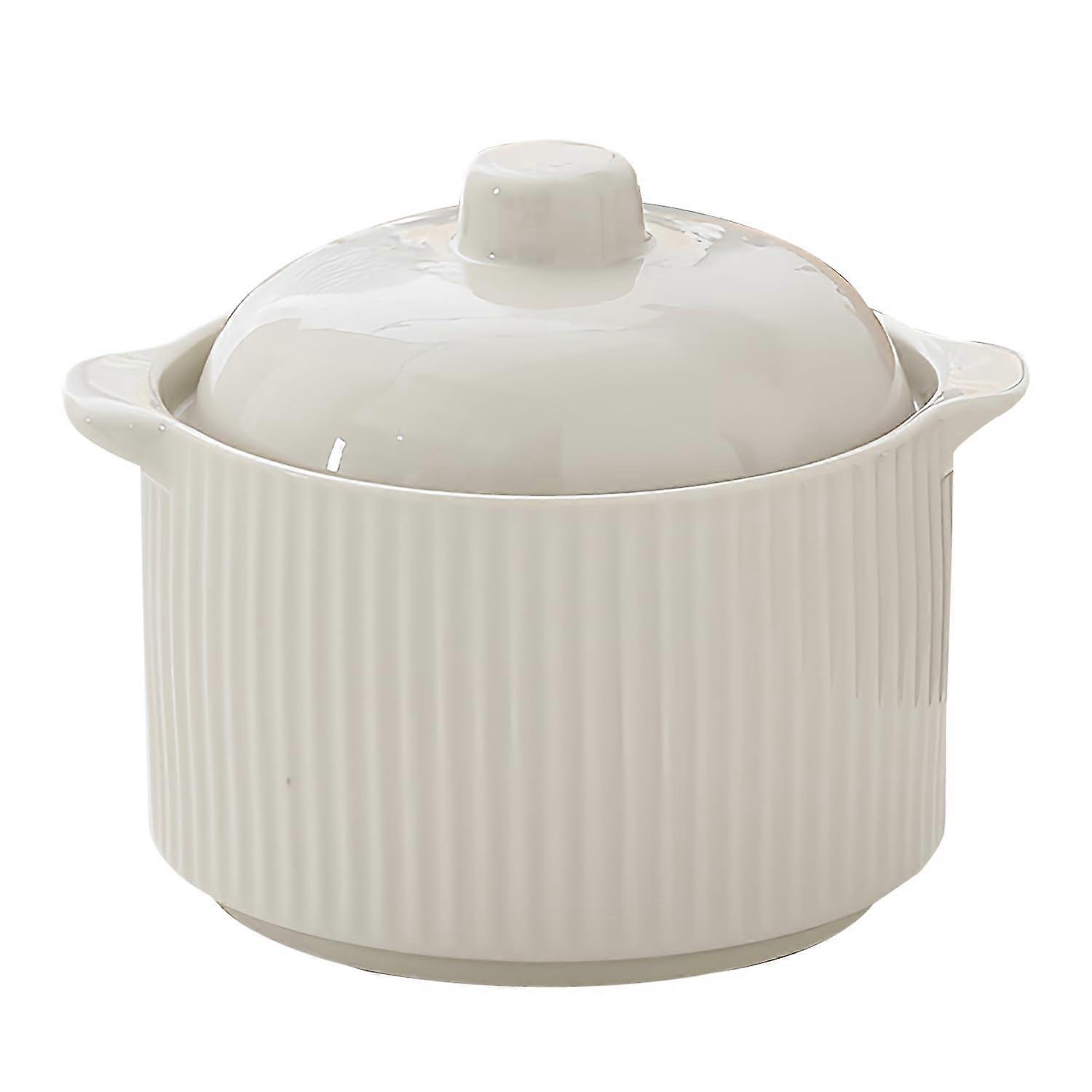 Small Soup Bowl with Lid 600ml Oven Safe Microwave Safe White Onion Soup Pot Opulent Garden Design