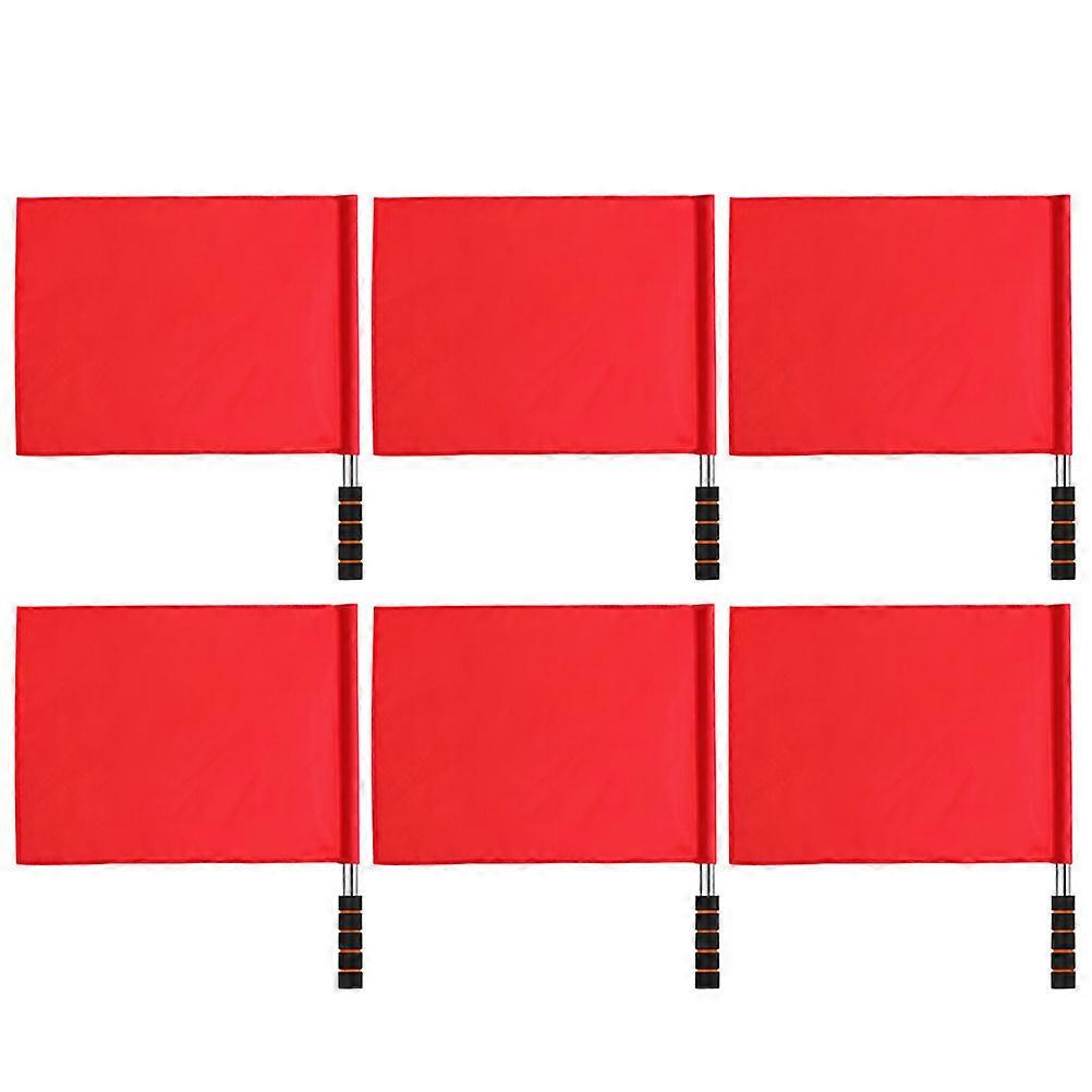 6Pcs Handheld Flags Standard Design Red Signal Flags Perfect For Referee Use In Traffic And Sports Gatherings
