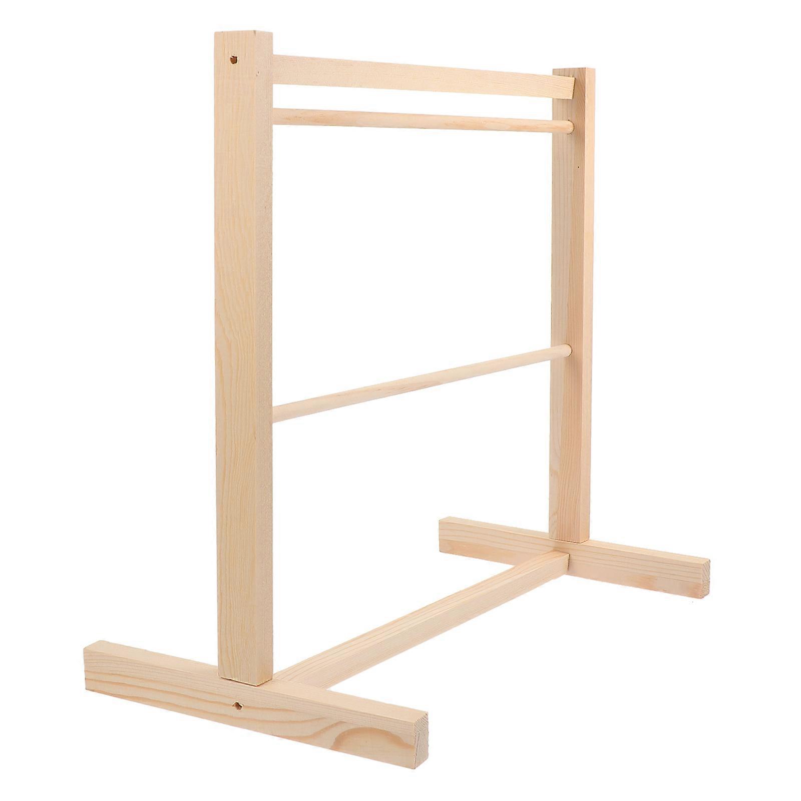 Mini Wooden Doll Clothes Hanging Rack Double Layer Storage Shelf Natural Design Wardrobe Organizer for Doll Accessories Display Gift