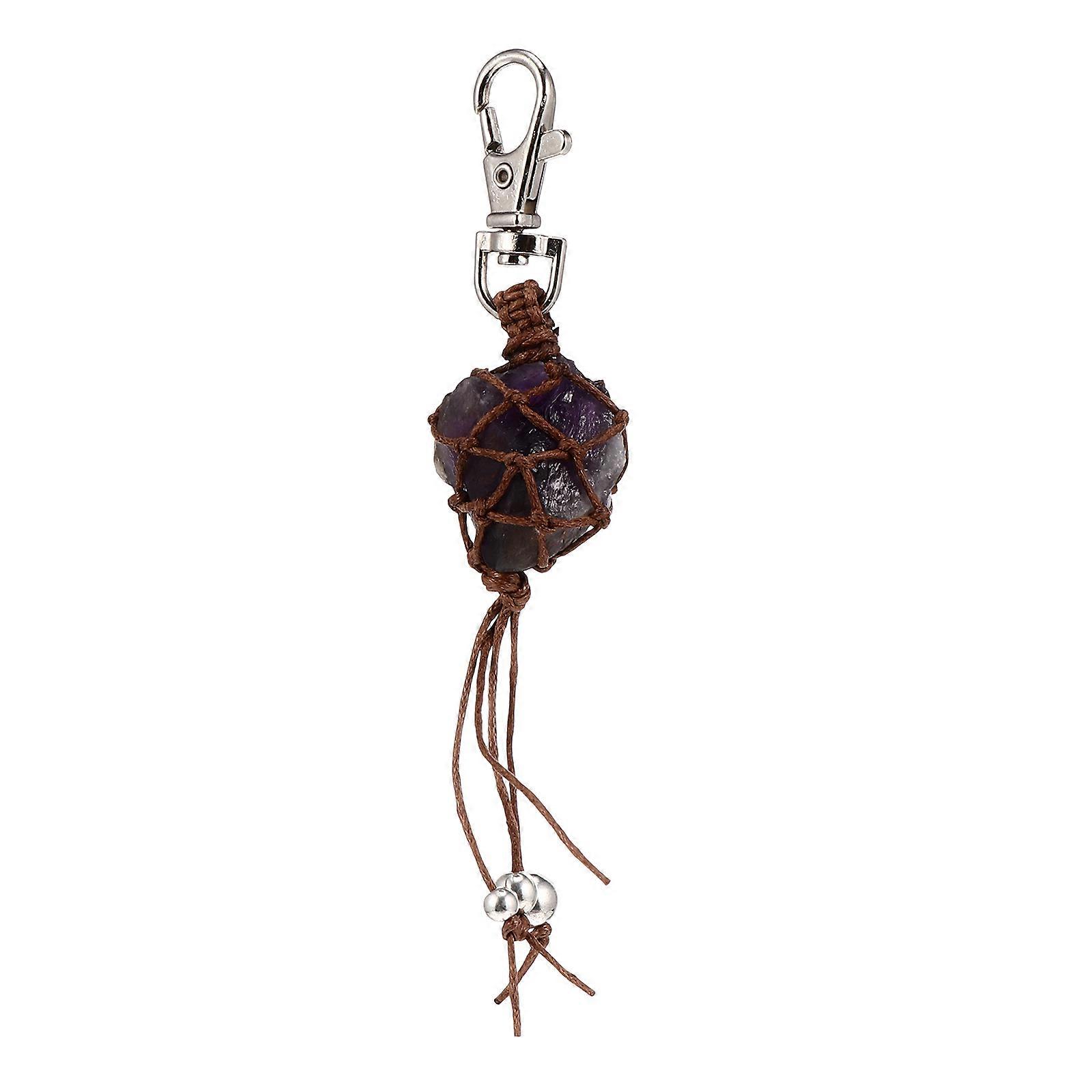 Chakra Crystal Hanging Ornament Amethyst Indoor Decoration 14X2.5X2.5CM Purple 1Pcs