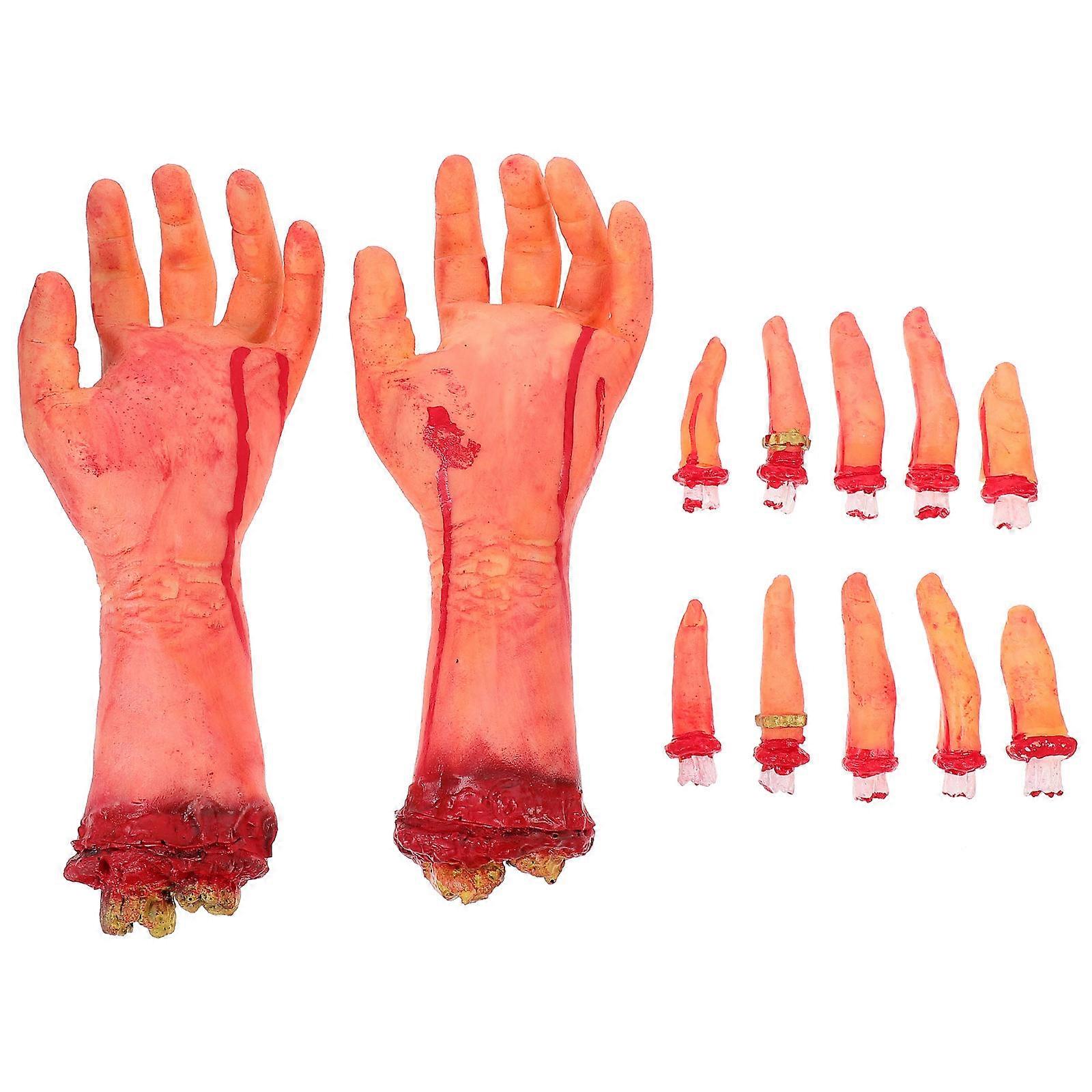 Realistic Severed Hand Fingers Halloween Horror Decoration for Haunted House Party Indoor Outdoor Use Scary Life Like Body Part Props