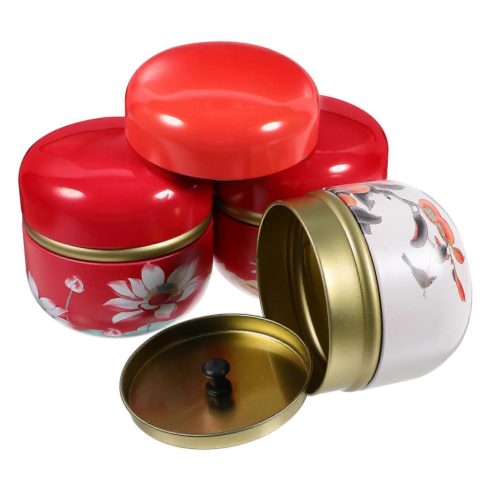 Airtight Round Metal Container For Tea Storage 3Pcs In Assorted Color For Home Dining Table Freshness Preservation