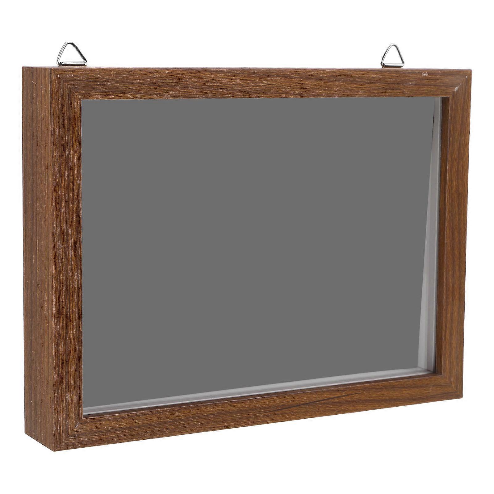 Medalj Förvaringsram Sammet Emblem Displaybox För Samlare Och Barn Elegant Trä Grain Design Kaffe Färg 1Pack