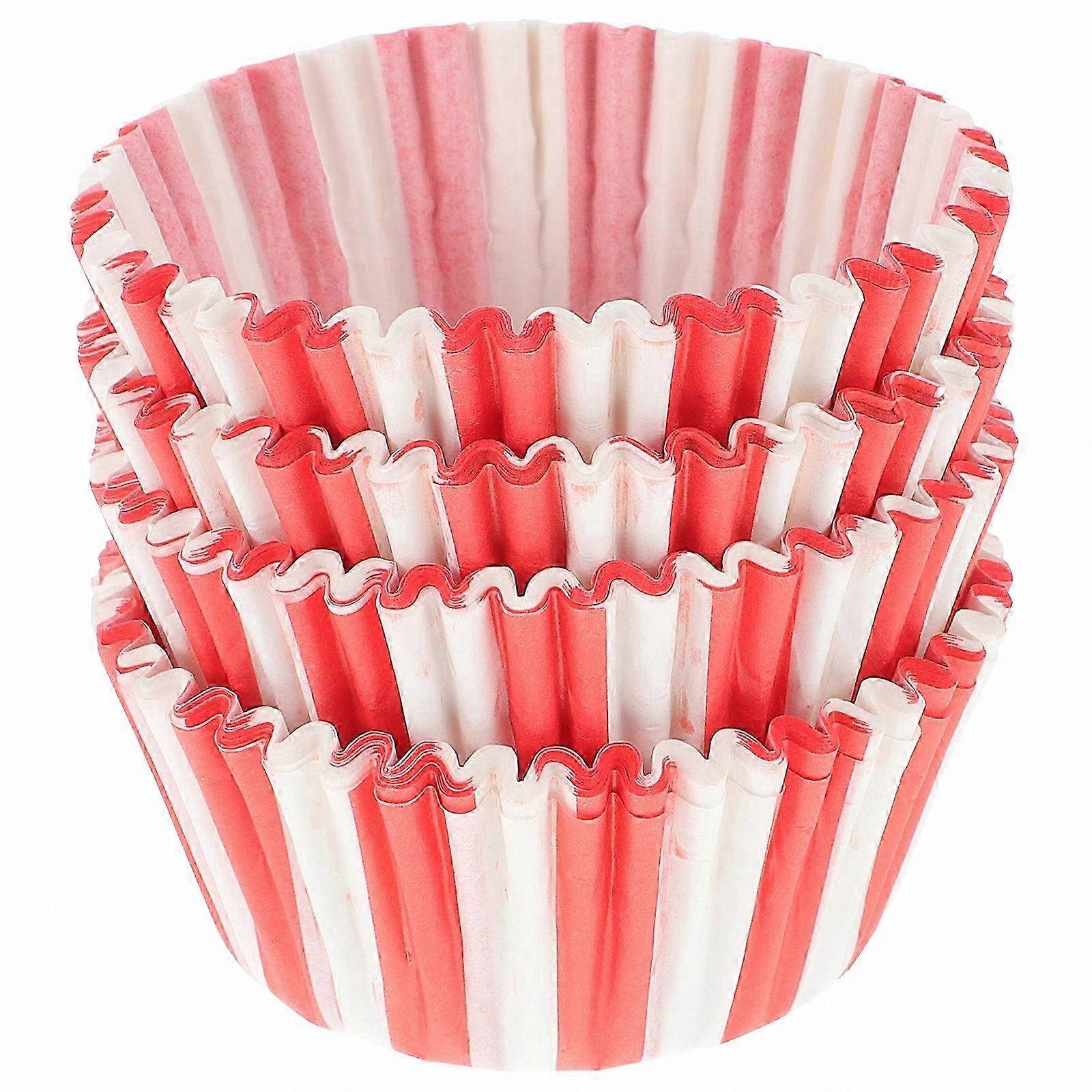 Red and White Striped Baking Cups, 100 Count, Paper Muffin Liners for Cupcakes