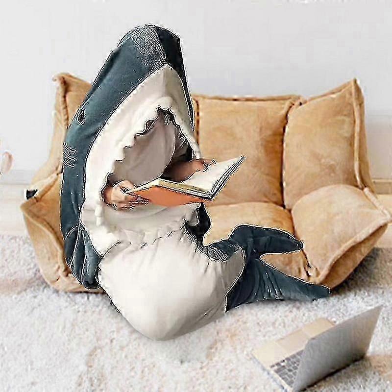2025 Shark Blanket Flannel Wearable Blanket Hoodie Ultra Soft Flannel Fleece Bed Shark Plush Tail Sleeping Bag For Warming