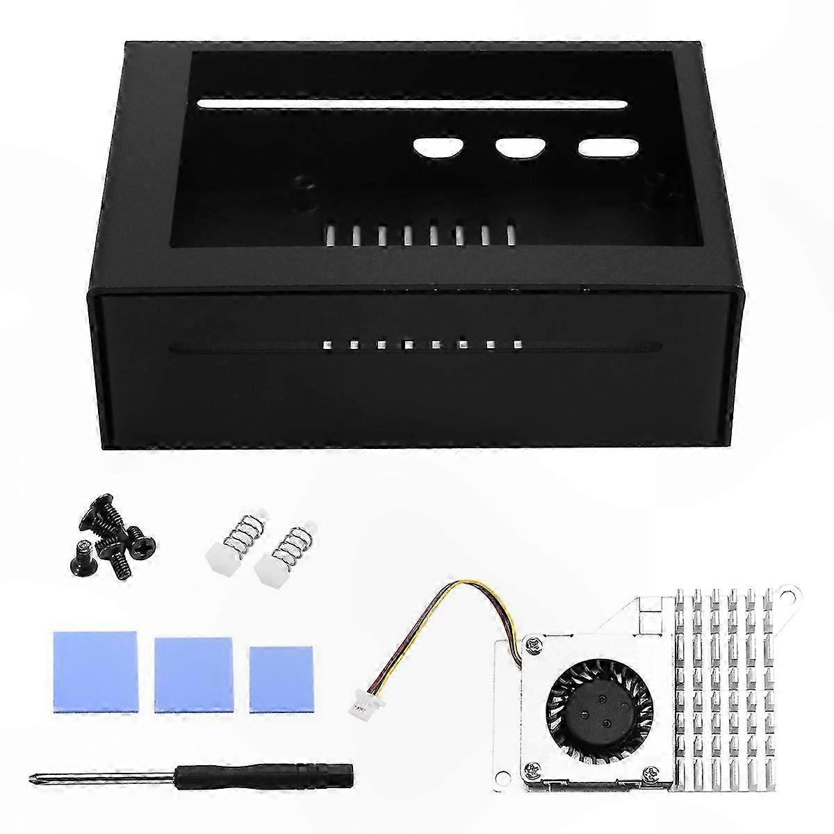 Raspberry Pi 5 Metal Case with Heatsink and 3.5-Inch Touch Screen Mounting Solution