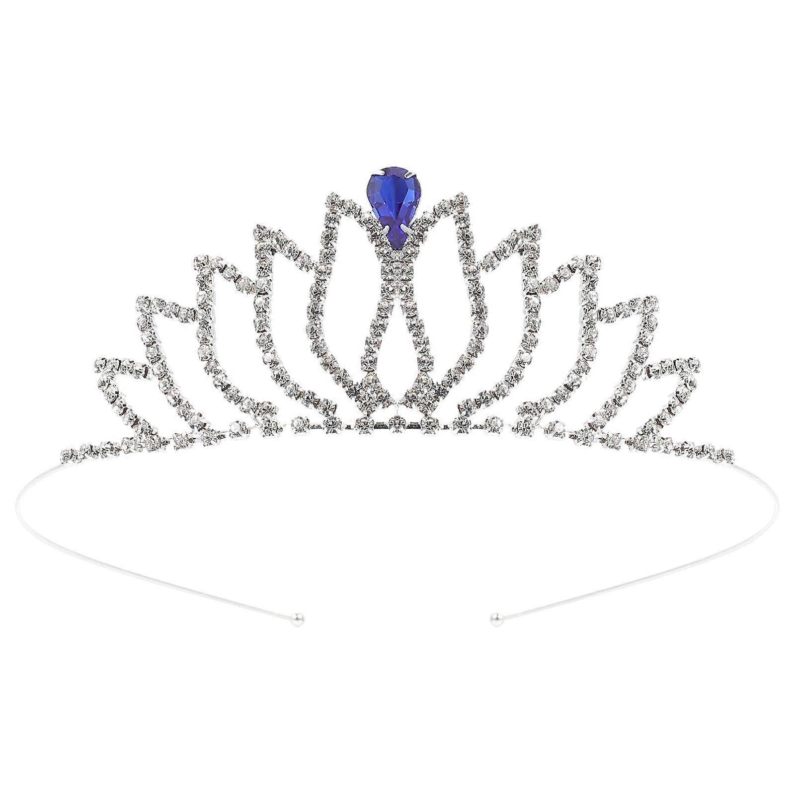 Blue Metal Headband with Crystals for Decoration Lightweight Durable and Elegant One Size Fits Most