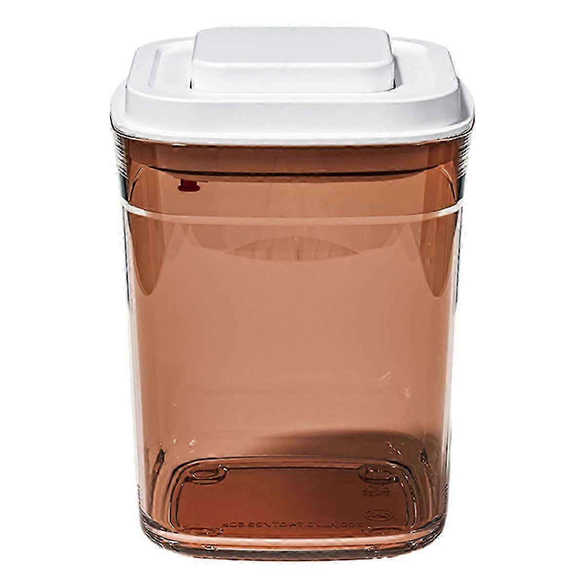 Square Push-to-Seal Coffee Container - Clear Food Storage Jar for Organized Kitchen & Freshness Preservation