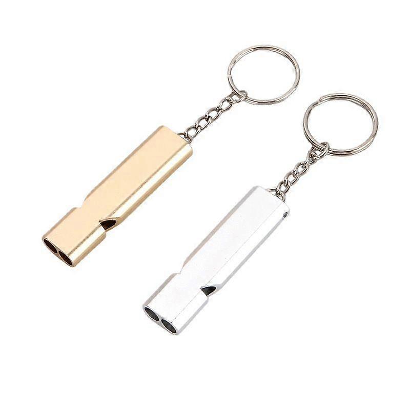 2-Pack Emergency Whistles - Gold/Silver Survival Keychain