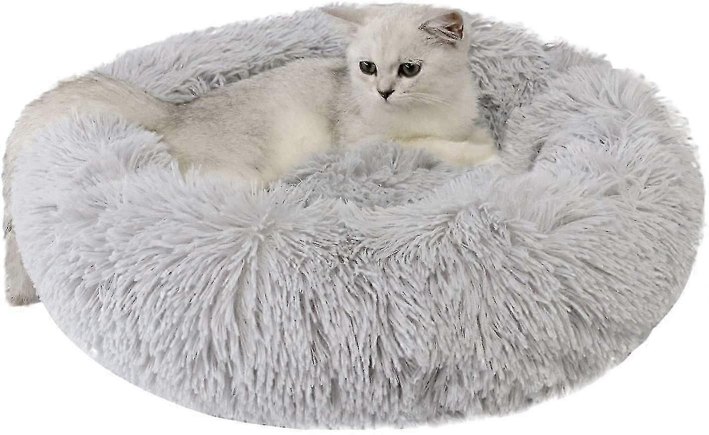 Soft Round Plush Cat Bed  Ideal for Small Pets & Cosy Naps