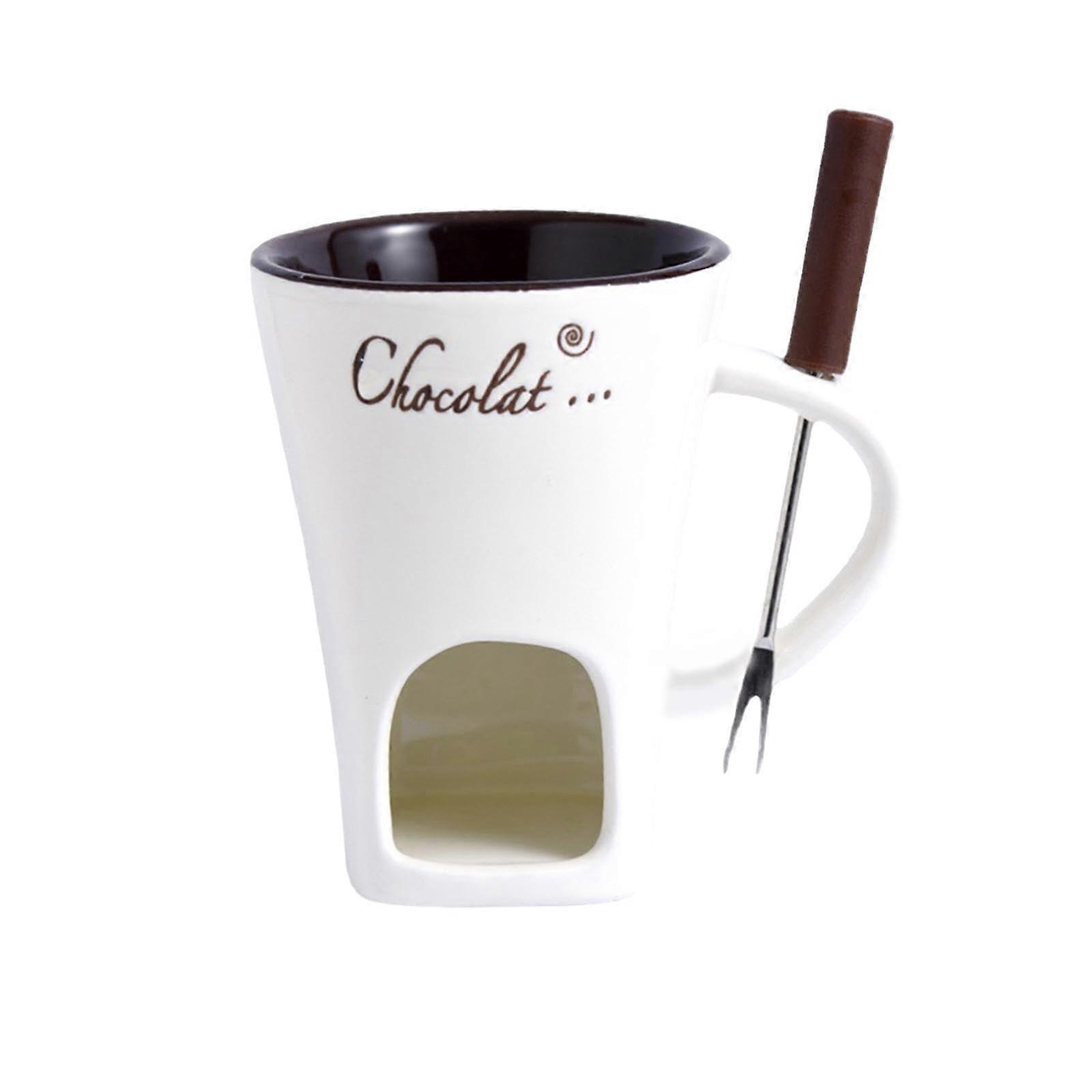 Gourmet Chocolate Fondue Mug Set for Home Parties, white