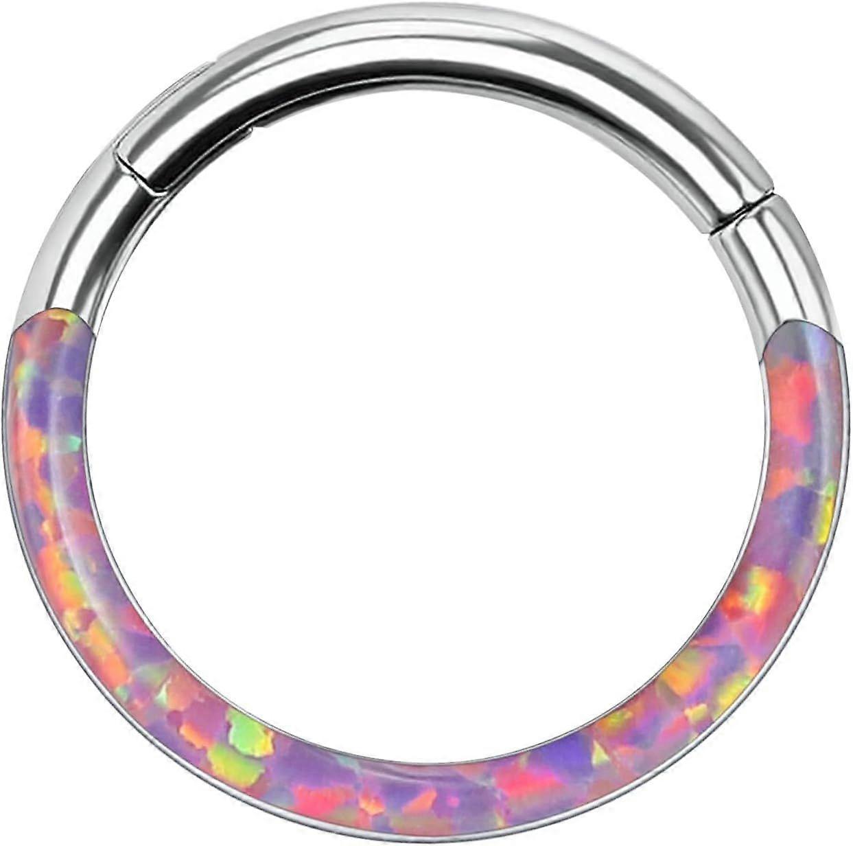 G23 Titanium 16G 20G OPAL Septum Piercing Clicker Ring, Hinged Nose Ring, Daith