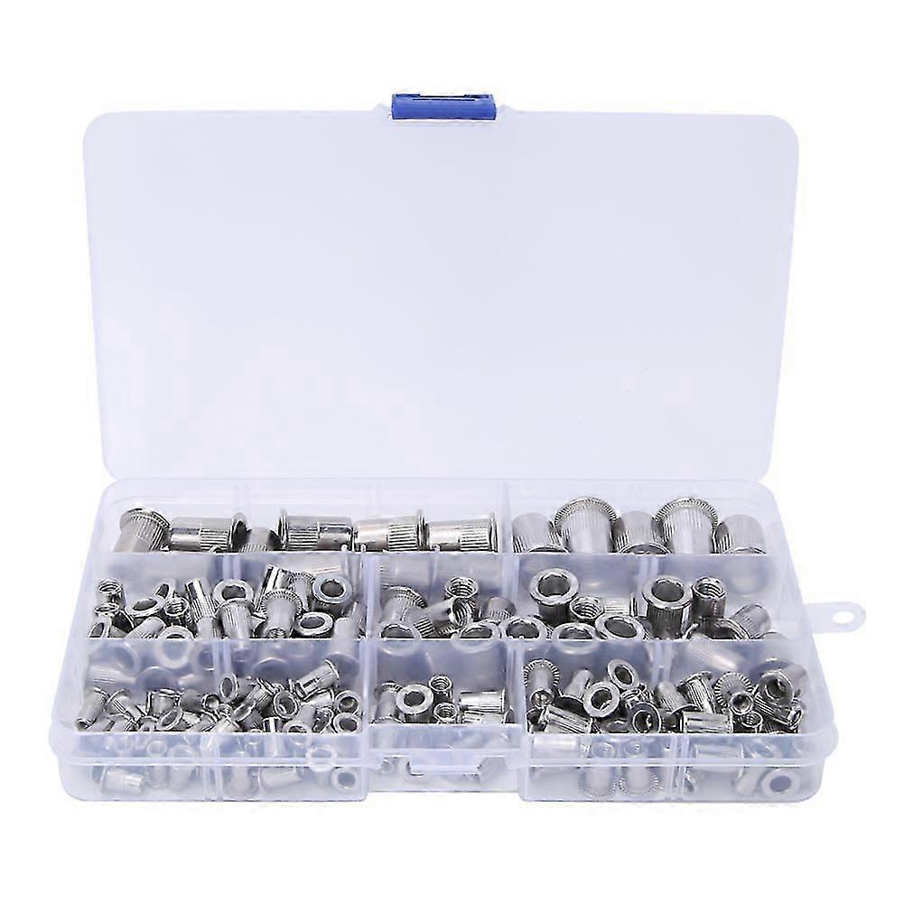 165 Pcs Rivet Nut Stainless Steel 304 M3~M10 Pull Rivet Nut Compartment Kit
