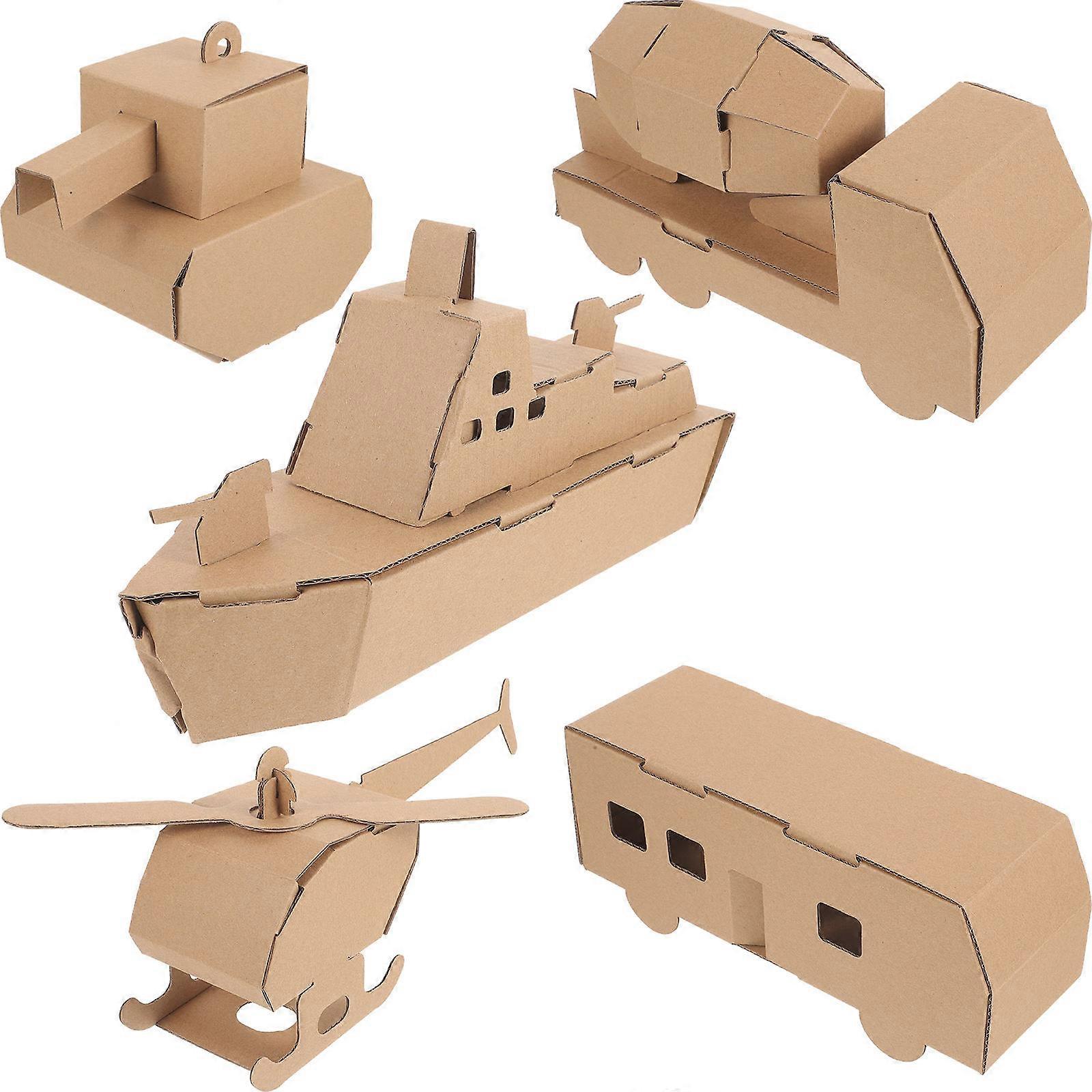 5pcs Paper Puzzle Craft Educational DIY Model Kits for Adults – Stereoscopic Helicopter, Tank, Car, Submarine & Bus – Fun Engineering Activity for