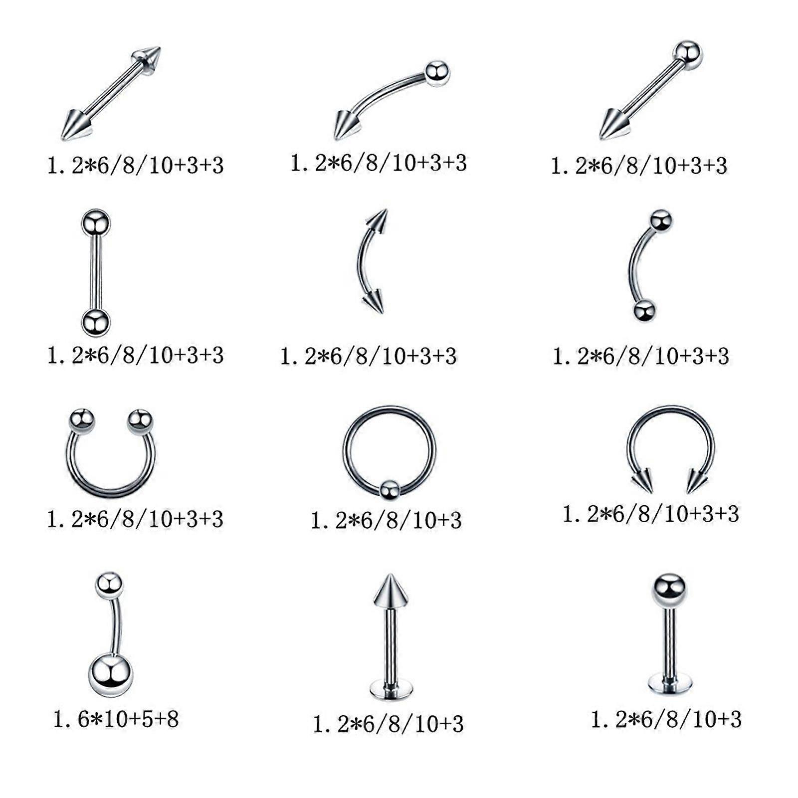 Combination Piercing Tool Set Nose Staple Earring Belly Button Ring Lip Staple