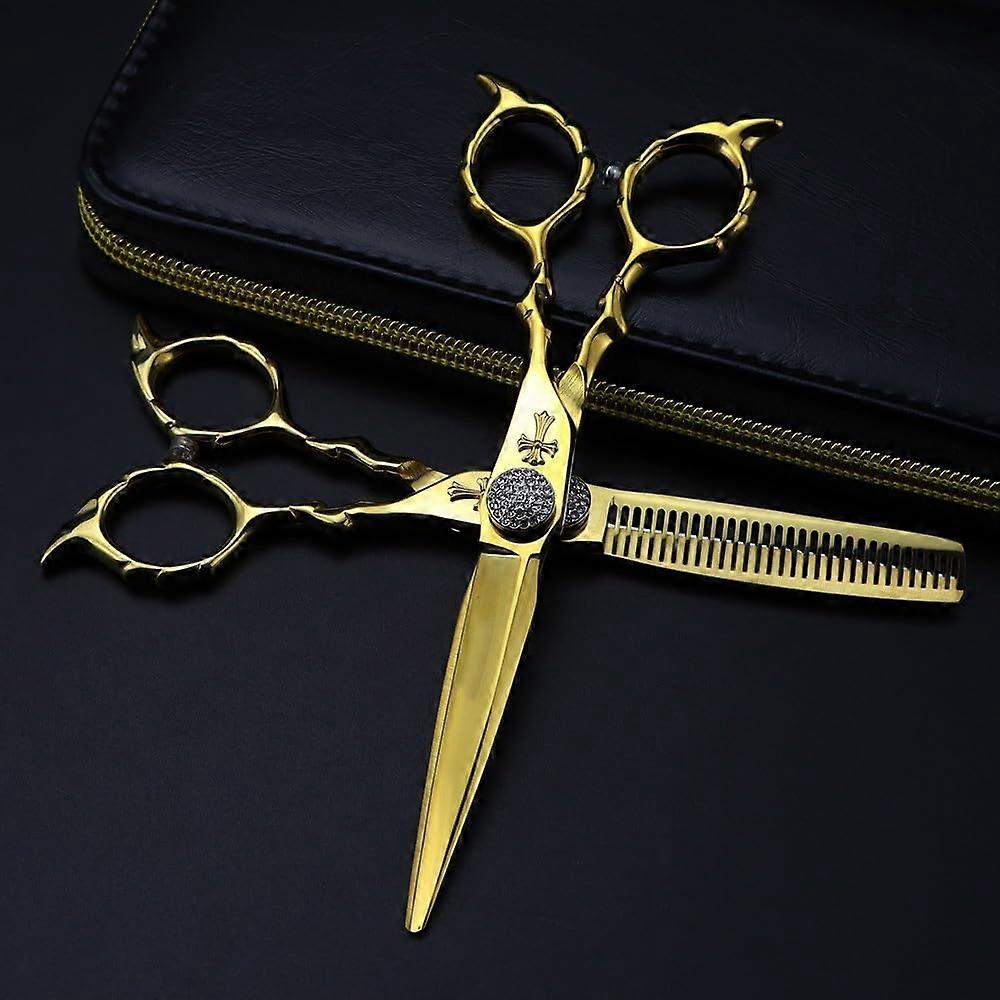 Hair Cutting Scissors 6 Inch Professional Japan 440C Shears with Thinning Function and Bag for Hairdressing and Barber Use