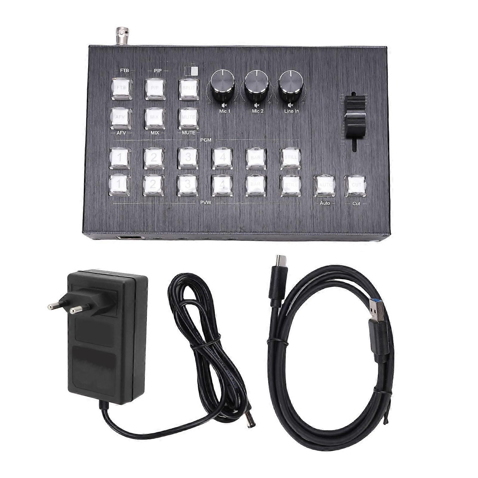 Video Mixer SDI HD Multimedia Live Streaming Switcher 2MIC LINE IN OUT 232 Type C USB3.0 Interface Support PGM P PIP OSD
