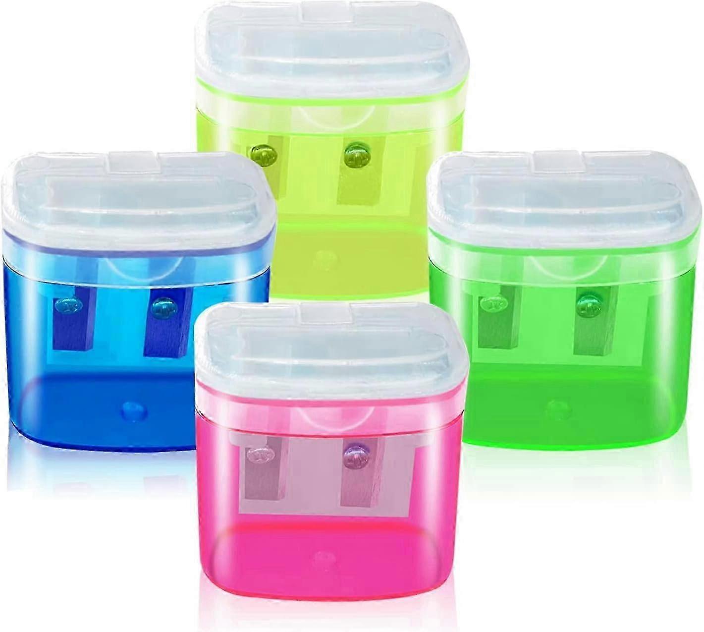 4pcs Pencil Sharpener, Dual Hole Manual Sharpener, 4 Color Sharpener for Kids Students, School Home Office Use