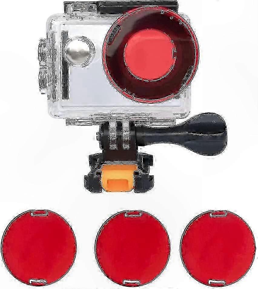 Underwater Waterproof Case with 3-Pack Red Filter for Action Cameras, Protective Dive Housing Shell for Various Models