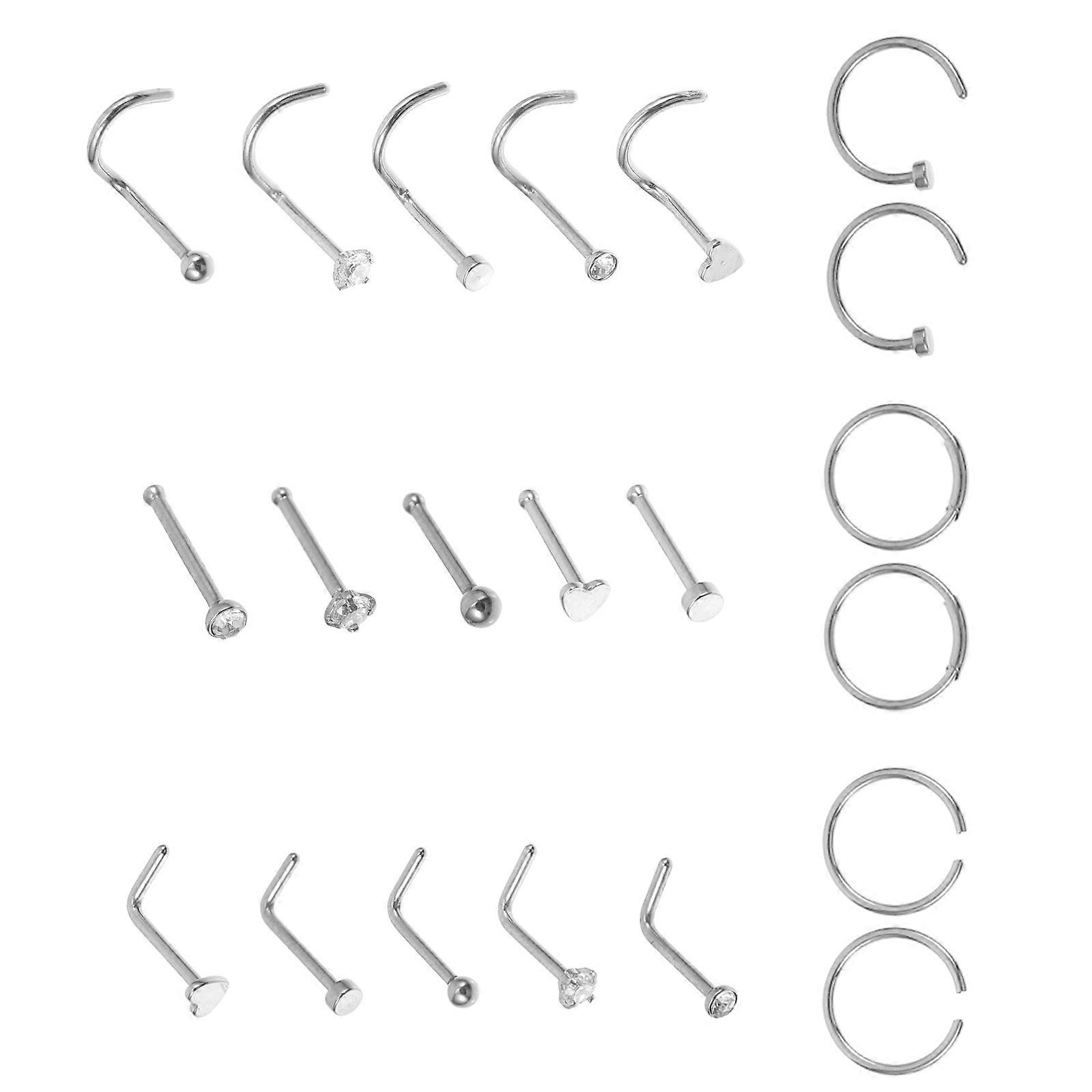 Practical Nose Rings Unique Nose Nails for Adornment 21Pcs Set