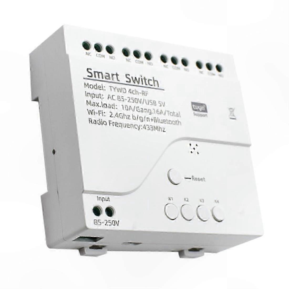 Smart WiFi Motor Switch 4CH RF 433MHz Relay for Voice Assistants and Home Automation